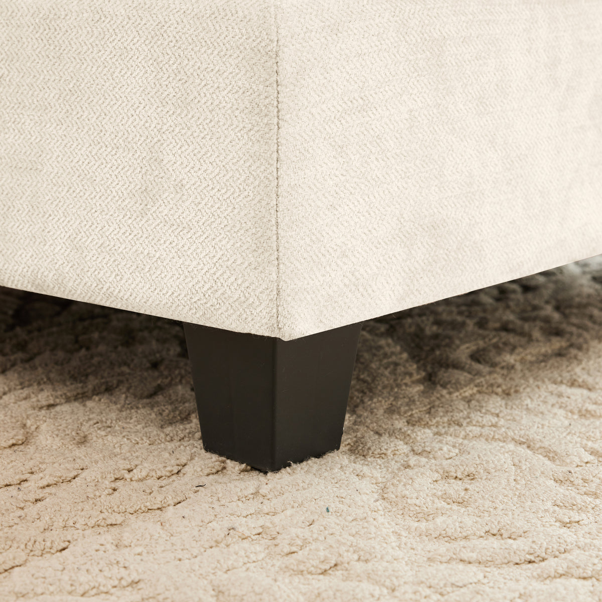 Plush L-Shaped Modular Sectional Sofa with Ottoman & Tufted Backrest, Beige