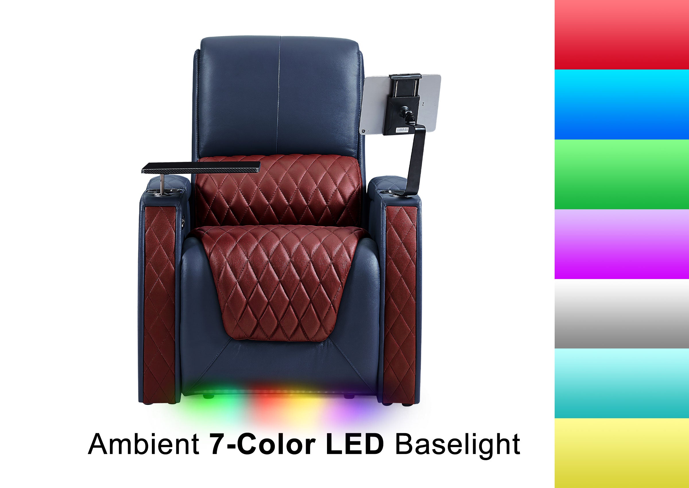 Weilianda AstroUltra Series Blue Custom Dual-Tone Single Top-Grain Leather Sofa with Multi-Color Lighting