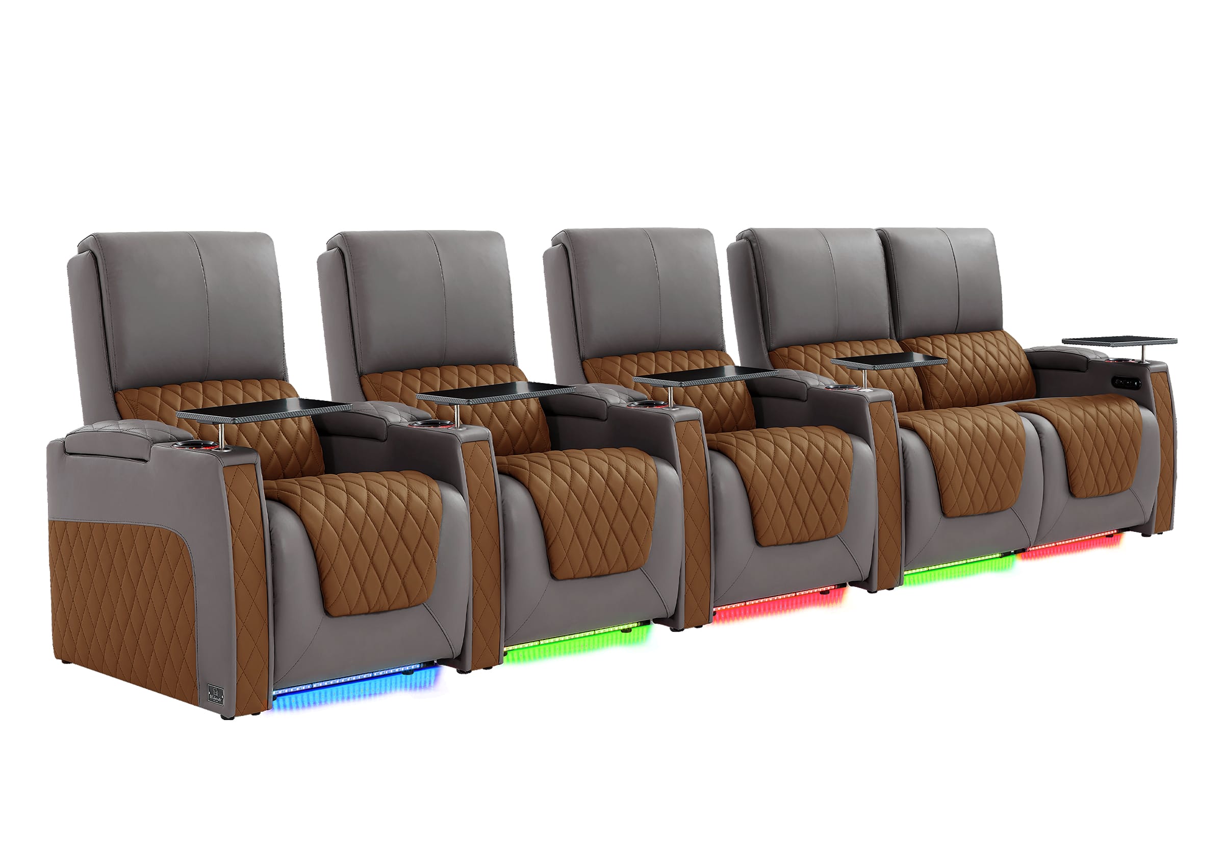Weilianda AstroUltra Series Grey Custom Dual-Tone Modern Theater Seating with USB Charging 5-Seater