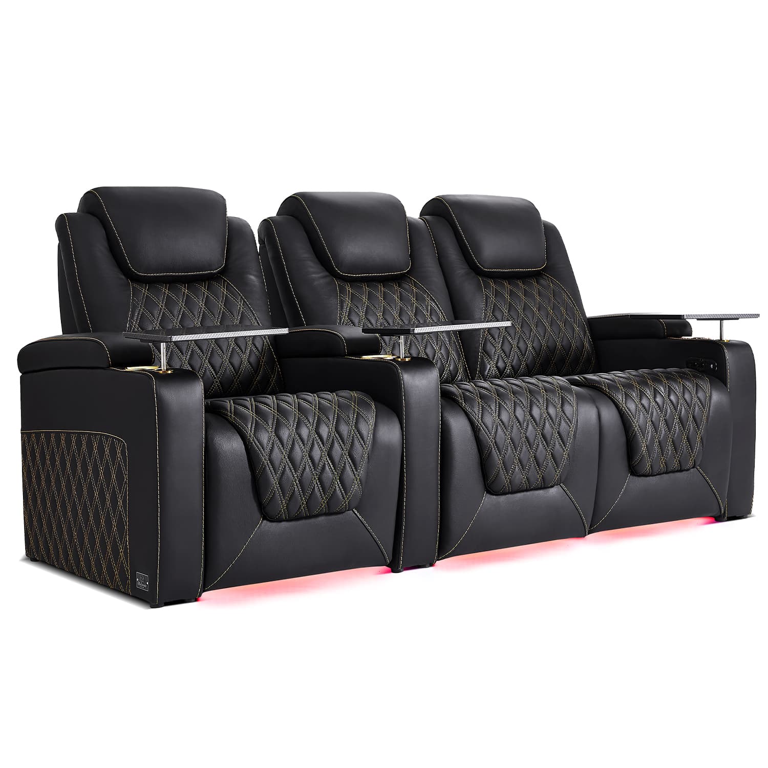 Chic Series Black Home Theater Seating 7 Colors Lighting