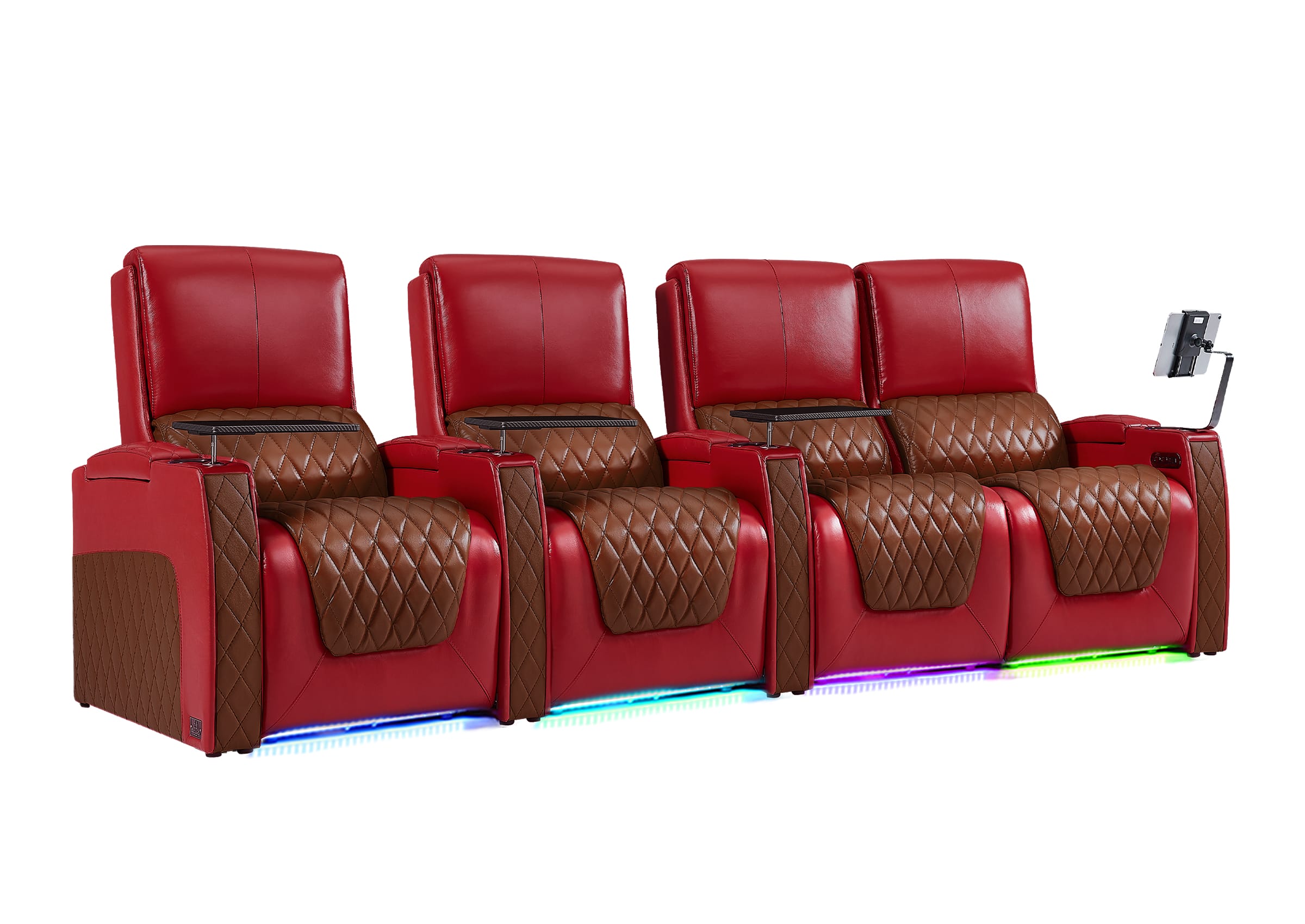 Weilianda AstroUltra Series Red Custom Two-Tone 4-Seat Genuine Sofa with USB Charging