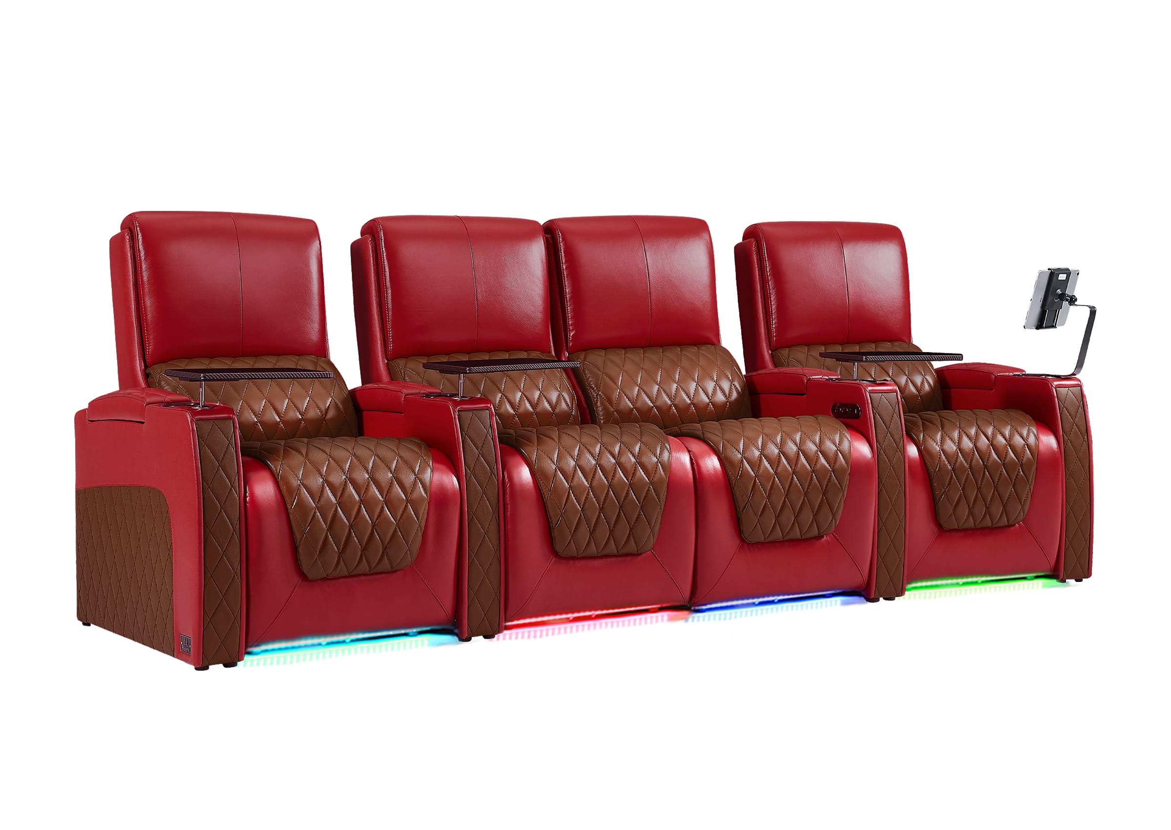 Weilianda AstroUltra Series Red Custom Two-Tone 4-Seat Genuine Sofa with USB Charging