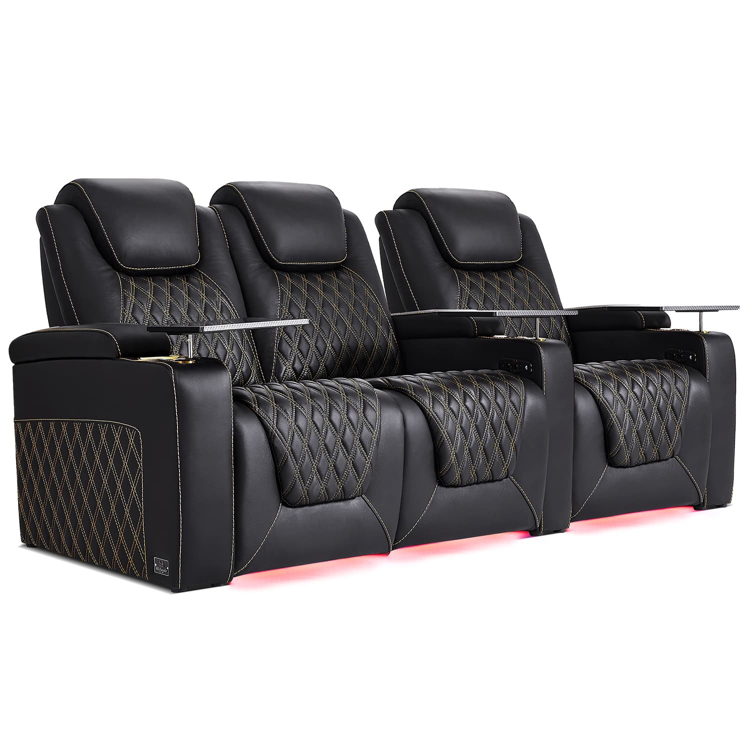 Chic Series Black Home Theater Seating 7 Colors Lighting