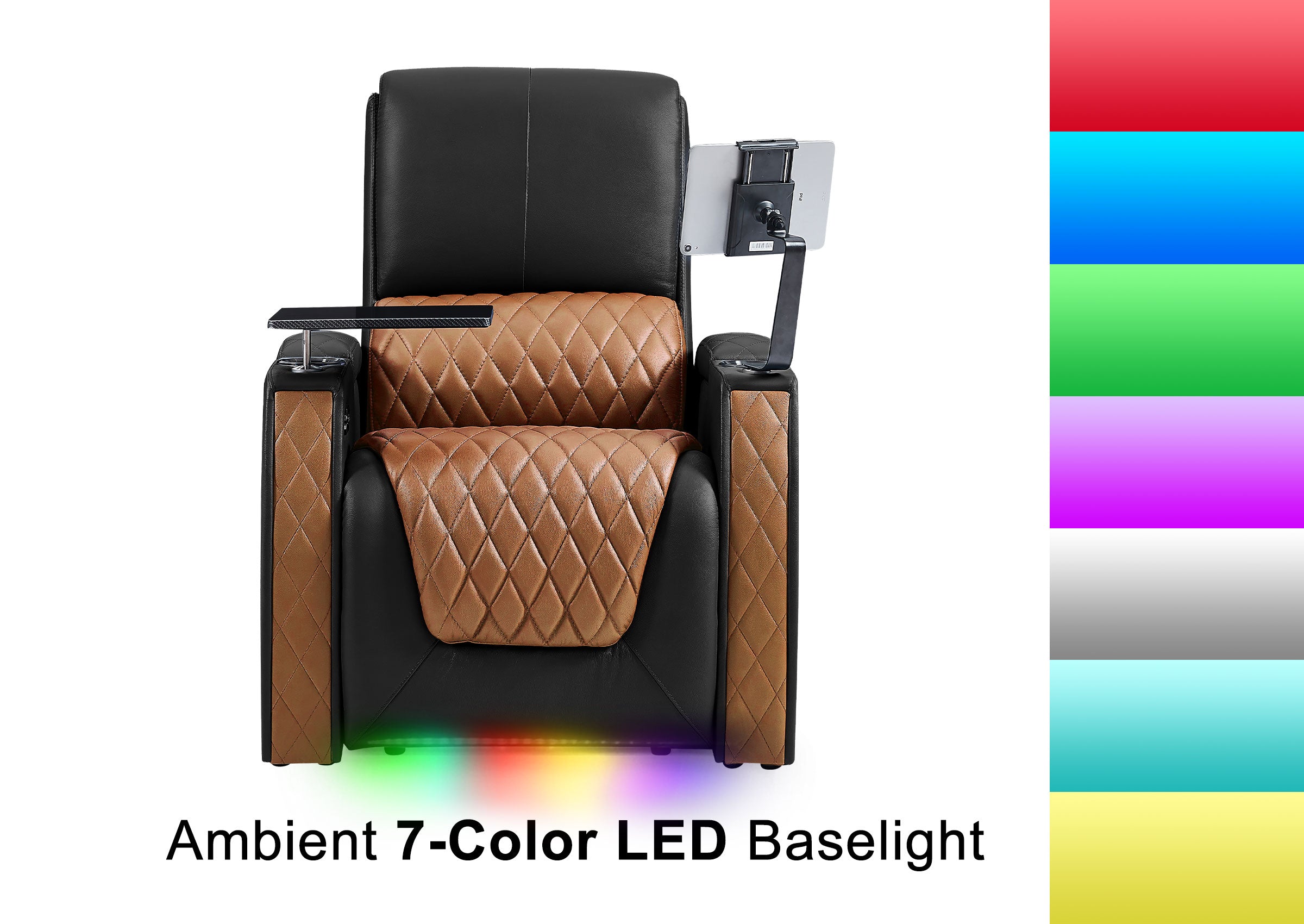 Weilianda AstroUltra Series Black Custom Dual-Color 2-Seat Home Cinema Sofa with Adjustable Headrest & Footrest