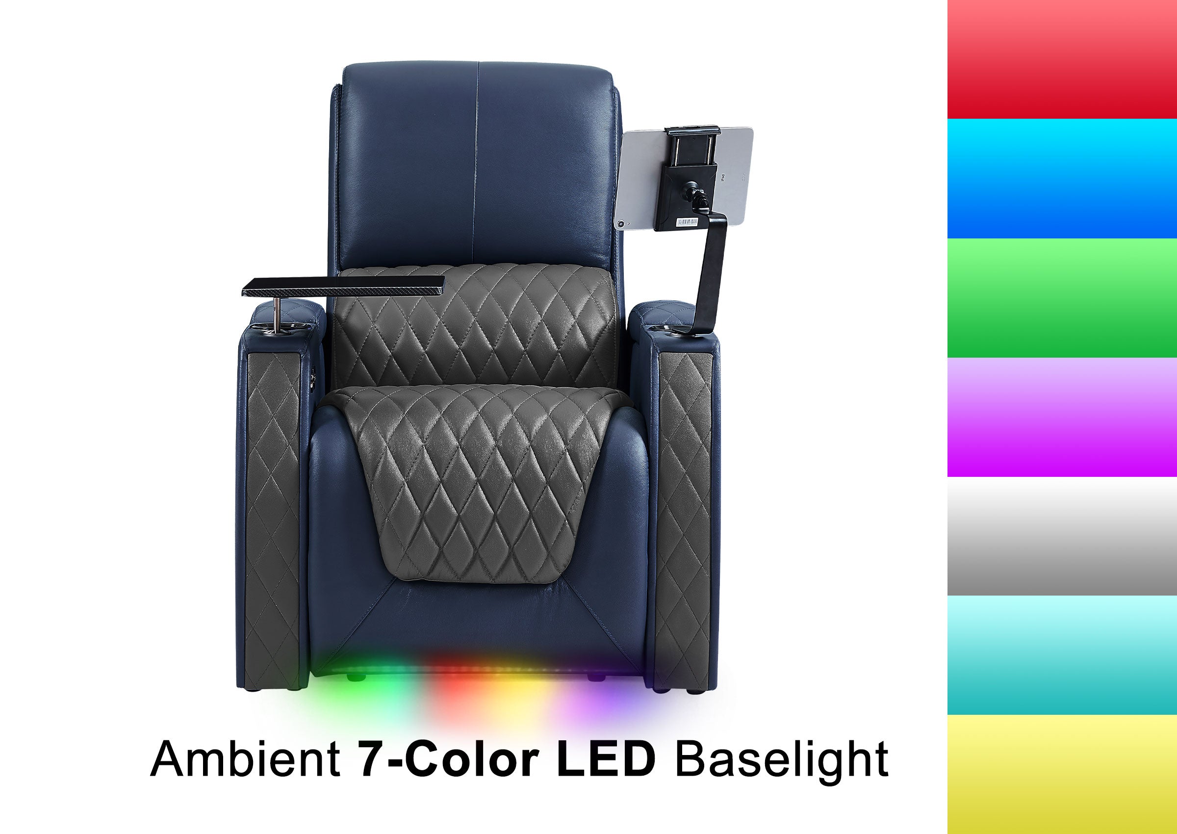Weilianda AstroUltra Series Blue Custom Dual-Tone Single Top-Grain Leather Sofa with Multi-Color Lighting