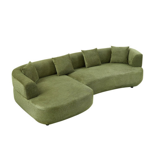 Luxurious 155.91" Curved 6-Seat Modular Sectional with 5 Plush Pillows