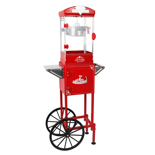 Classic 10 Oz Popcorn Machine Cart with Wheels & Measuring Spoons