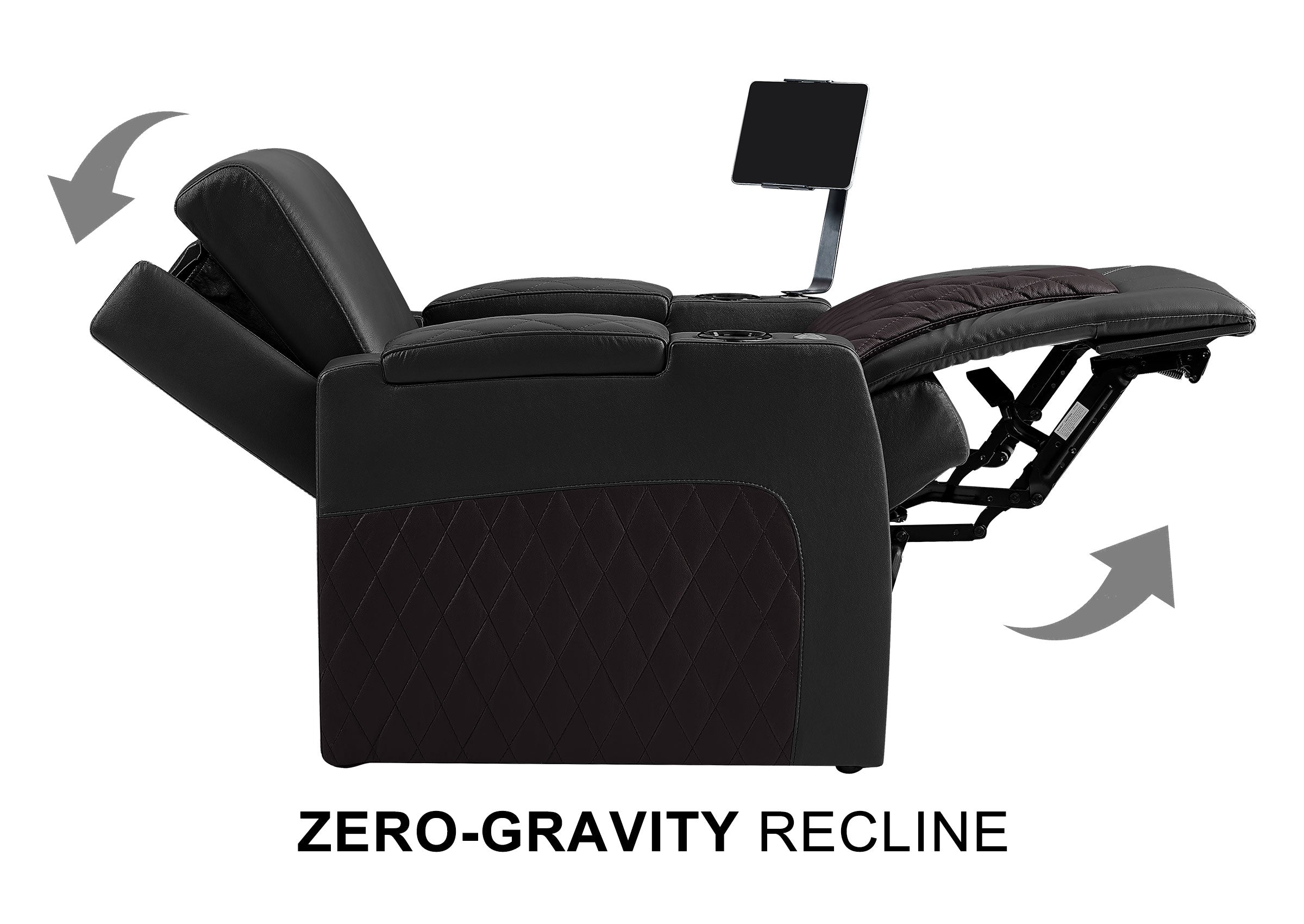 Weilianda AstroUltra Series Black Custom Dual-Color 2-Seat Home Cinema Sofa with Adjustable Headrest & Footrest