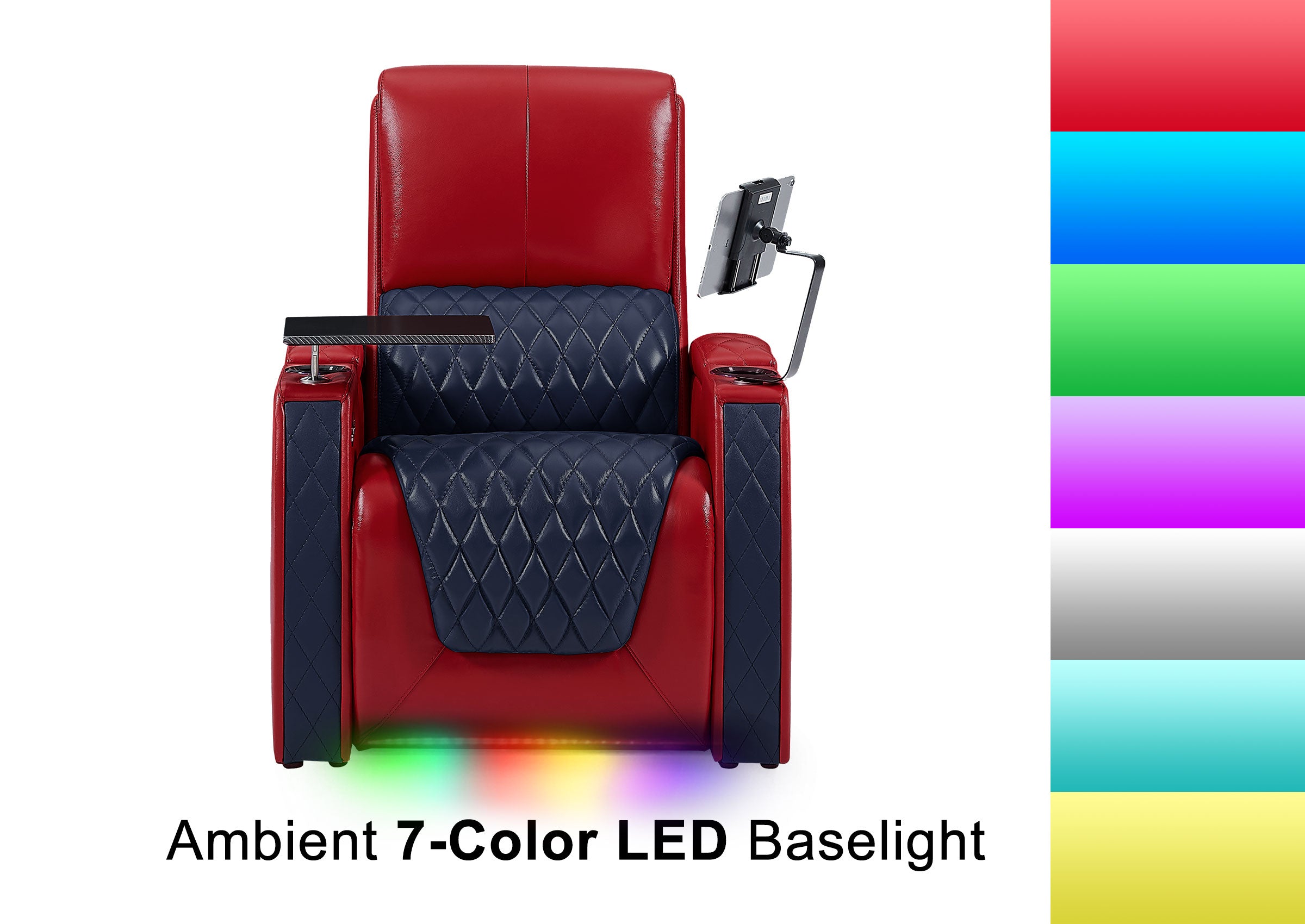 Weilianda AstroUltra Series Red Custom Dual-Tone Home Theater Loveseat Recliner with 7-Color LED Lighting
