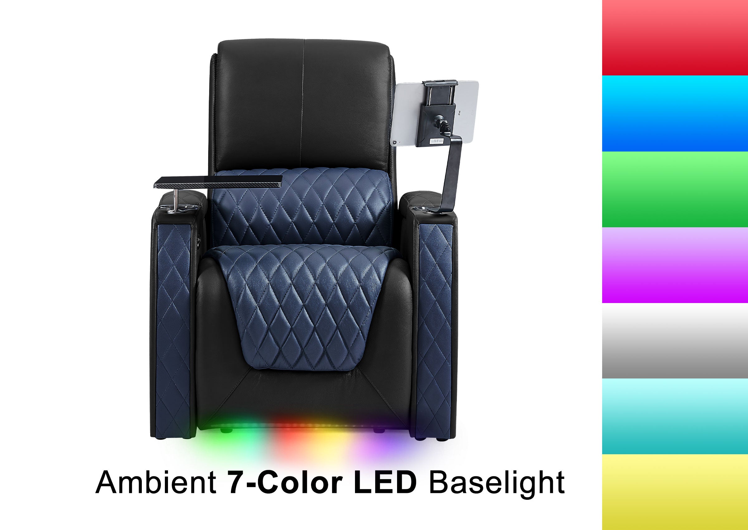 Weilianda AstroUltra Series Black Custom Dual-Color 2-Seat Home Cinema Sofa with Adjustable Headrest & Footrest