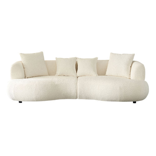 Chic 102.36" Curved 4-Seat Bouclé Sectional with Mid-Century Style