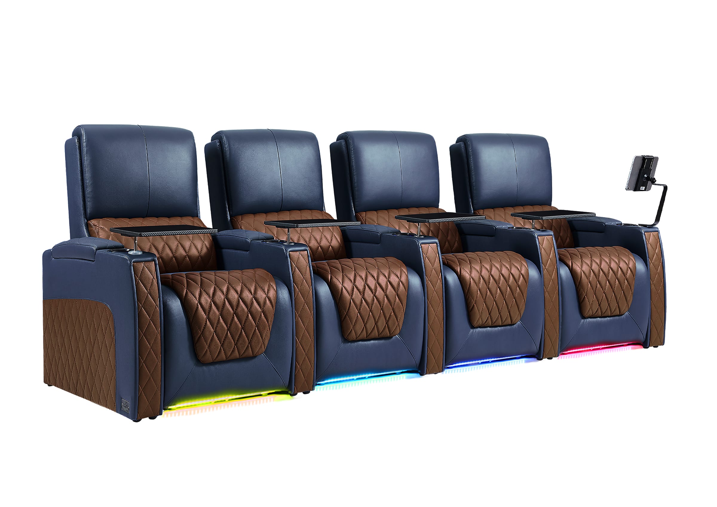 Weilianda AstroUltra Series Blue Custom Two-Tone 4-Seat Modern Recliner Chair with USB Ports
