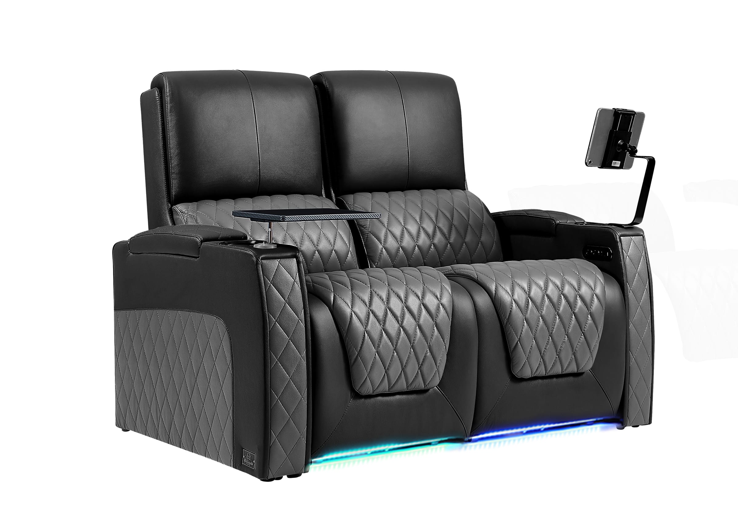 Weilianda AstroUltra Series Black Custom Dual-Color 2-Seat Home Cinema Sofa with Adjustable Headrest & Footrest
