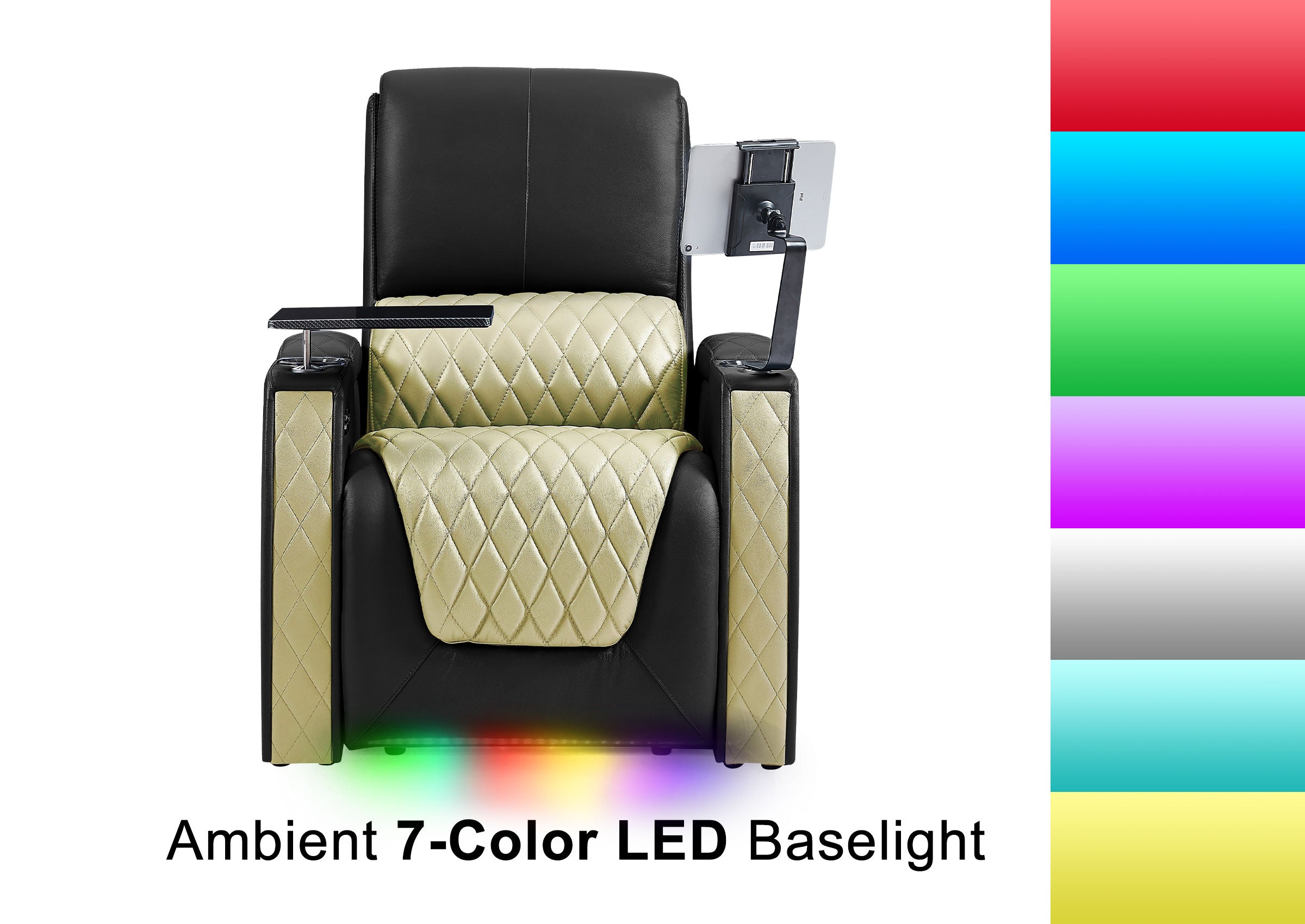 Weilianda AstroUltra Series Black Custom Dual-Color 2-Seat Home Cinema Sofa with Adjustable Headrest & Footrest