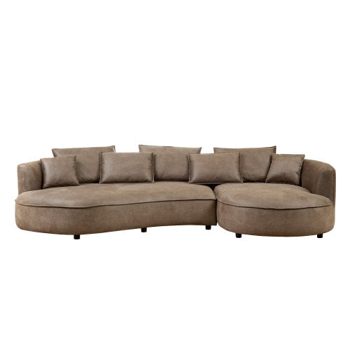 Sleek 5-Seat Curved Sectional Sofa with Luxe Eco-Leather