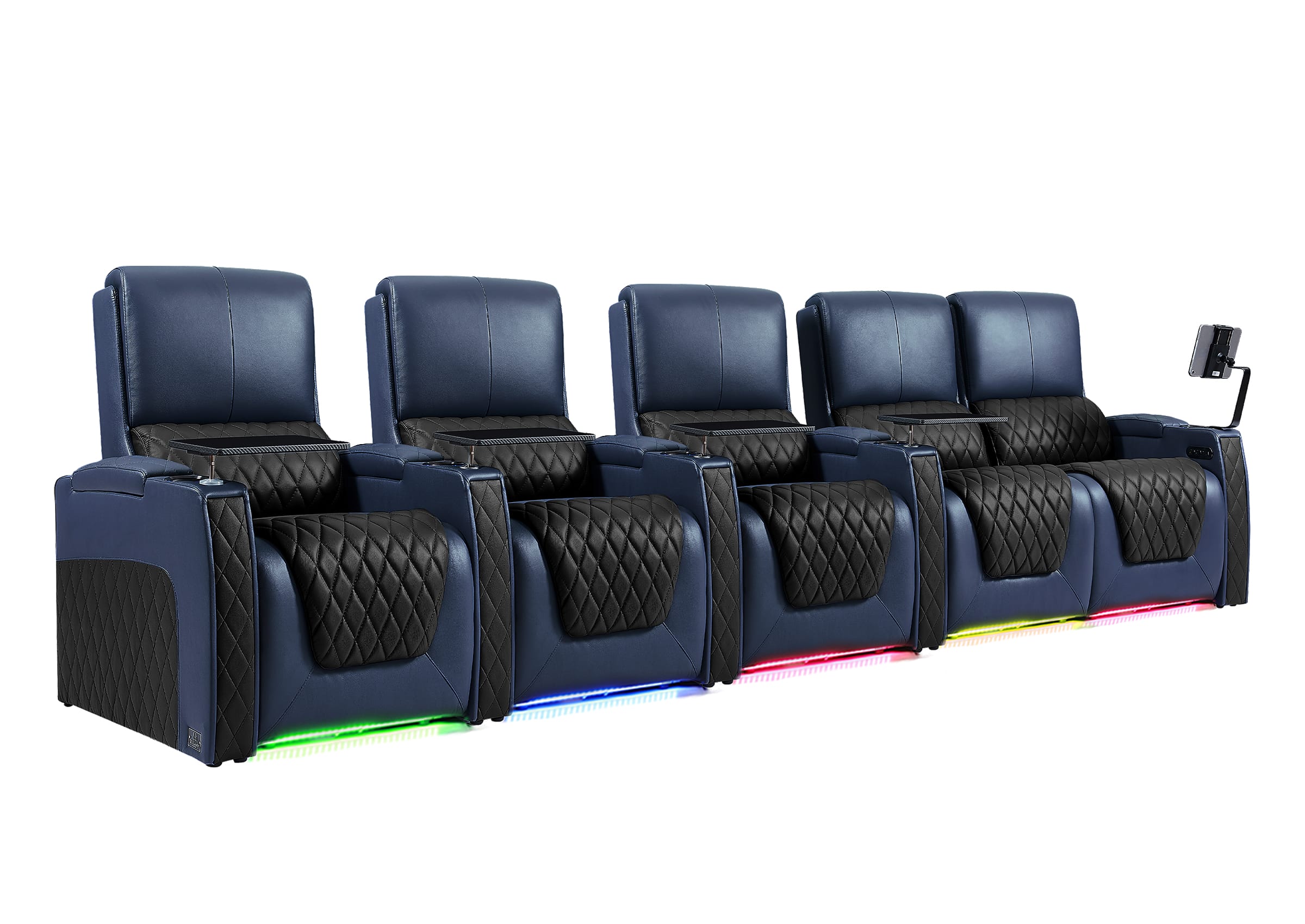 Weilianda AstroUltra Series Blue Custom Dual-Tone 5 Seater Couch Recliner with Adjustable Headrest & Lighting