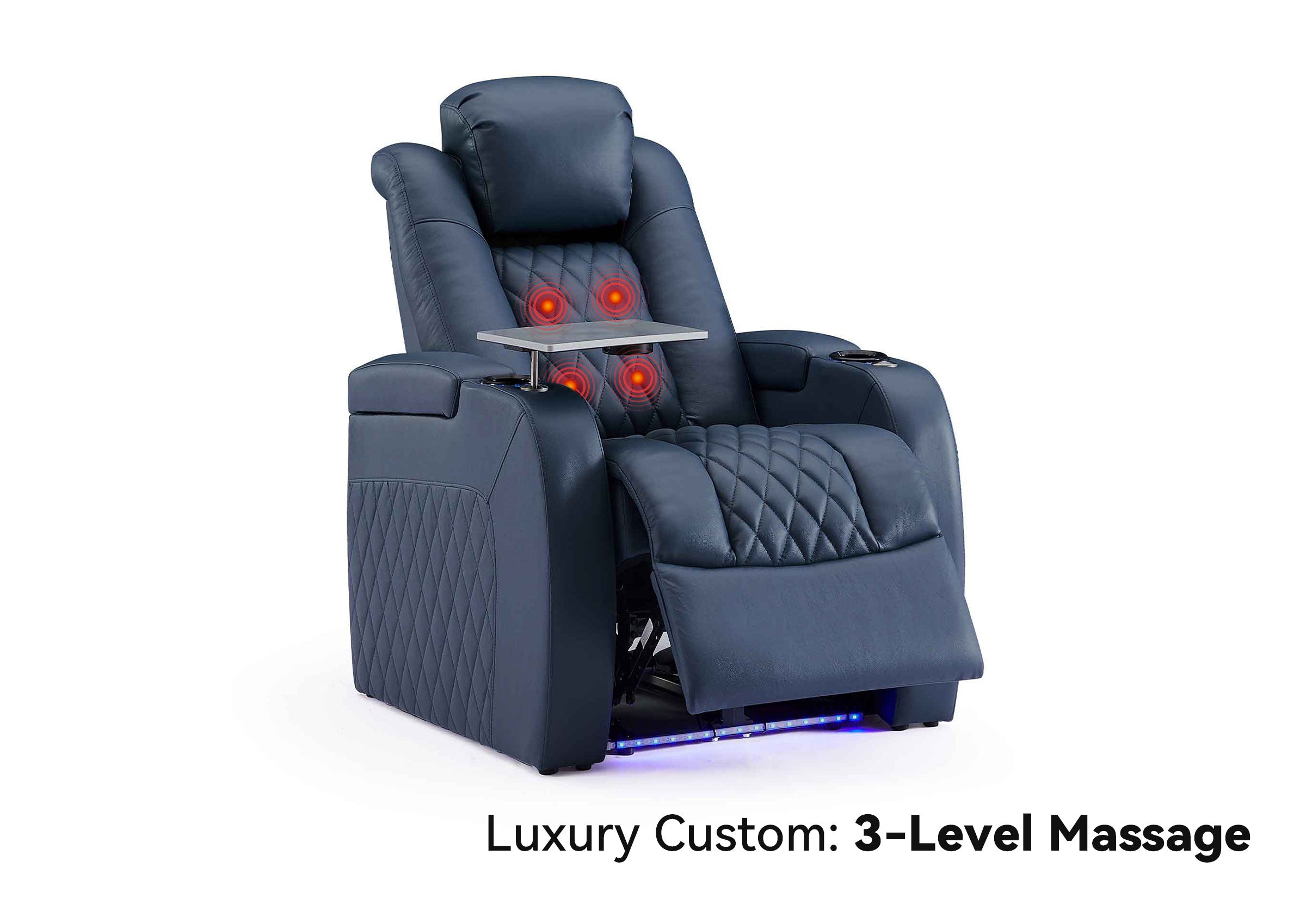 Weilianda Luxury Custom Massage Single Home Theater Recliner | Lumbar Massage, Top-Grain Leather, Zero Gravity, Power Headrest