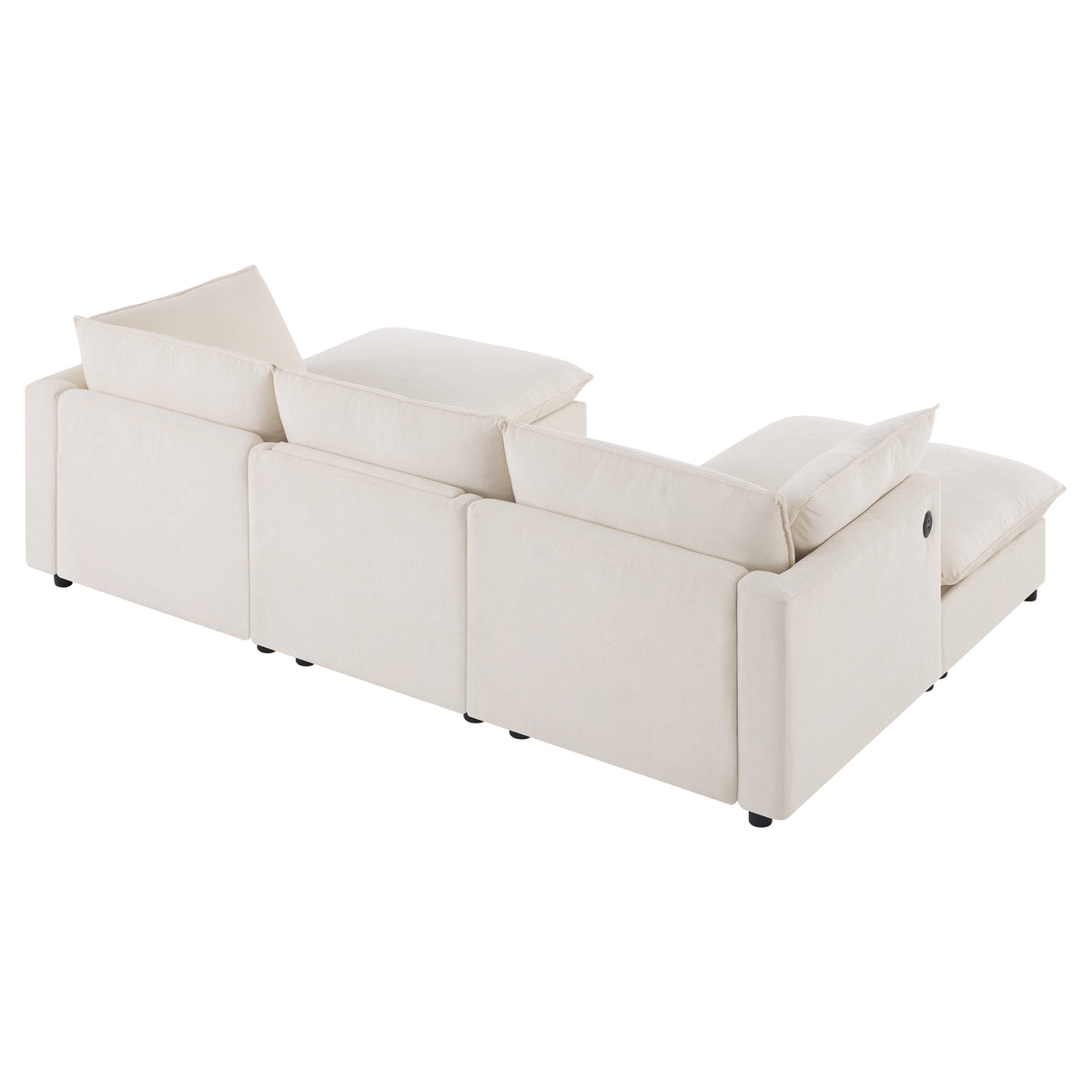 Versatile 98" U-Shaped Cloud Sectional with Storage Ottoman, Charging & Cup Holders
