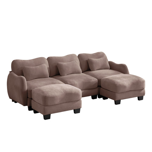 Oversized U-Shaped Chenille Sectional with Dual Movable Ottomans