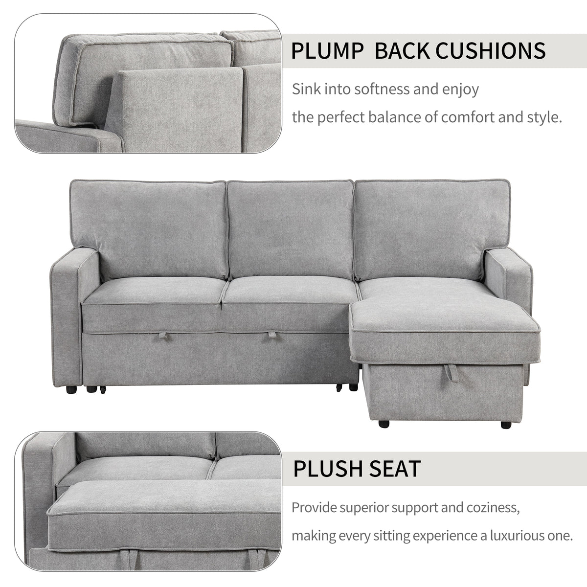 Oversized 162" L-Shaped Cloud Modular Sectional with 6 Plush Pillows