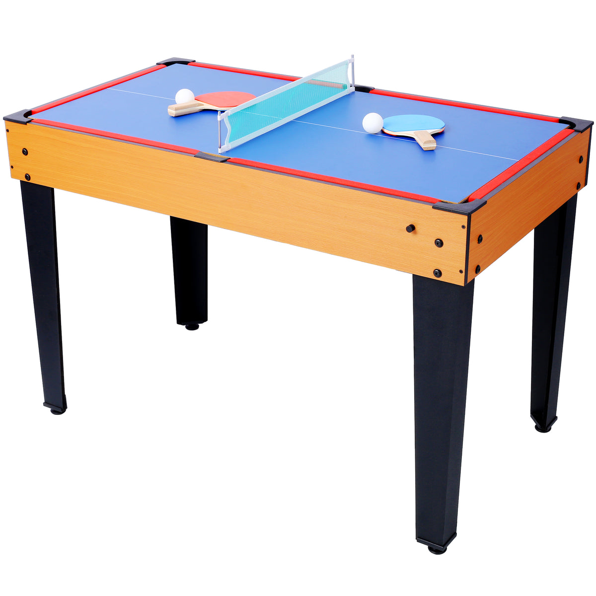 Versatile 5-in-1 Multi-Game Table with Billiards, Foosball & More, Brown/Red