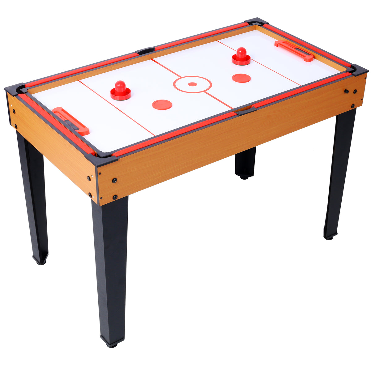 Versatile 5-in-1 Multi-Game Table with Billiards, Foosball & More, Brown/Red