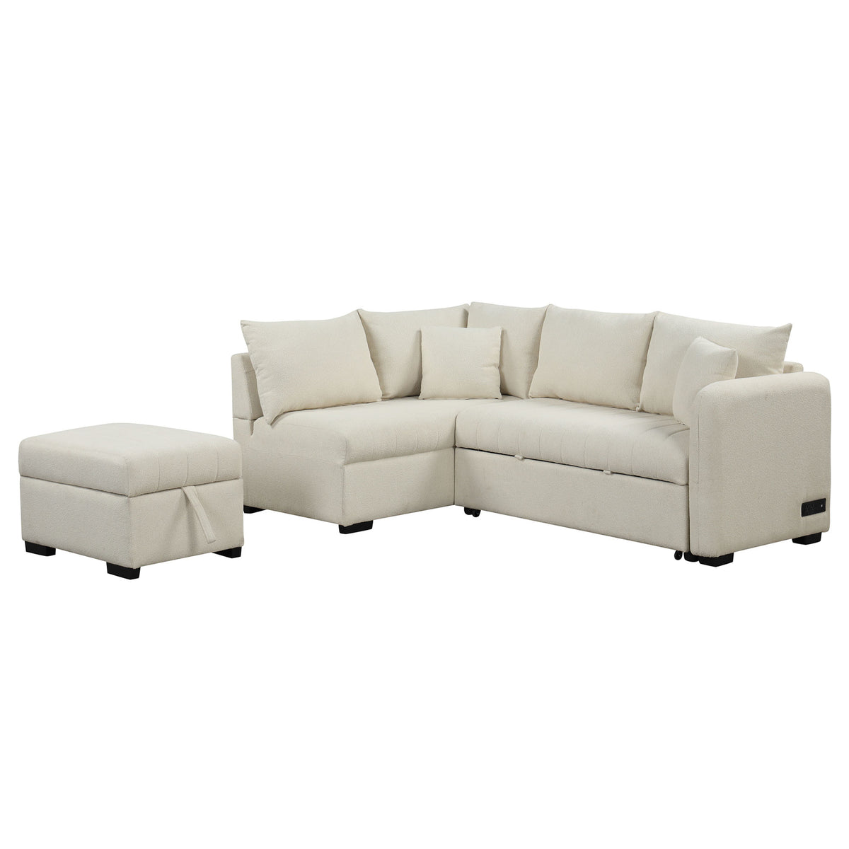 Versatile U-Style Sleeper Sectional with Storage, USB Port & Dual Cup Holders