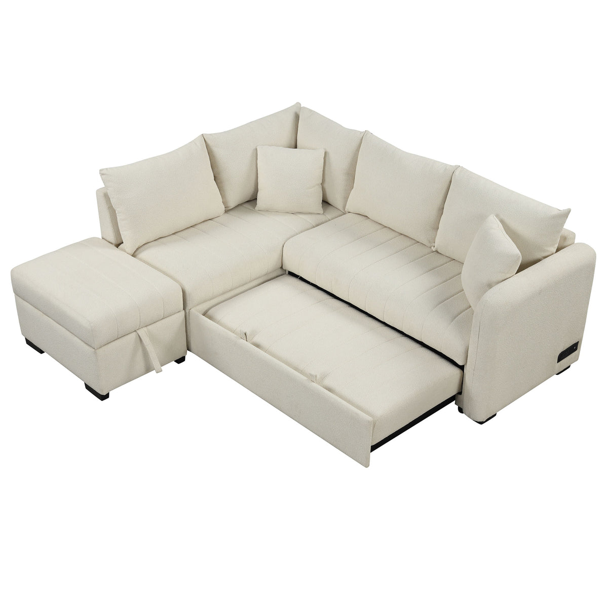 Versatile U-Style Sleeper Sectional with Storage, USB Port & Dual Cup Holders