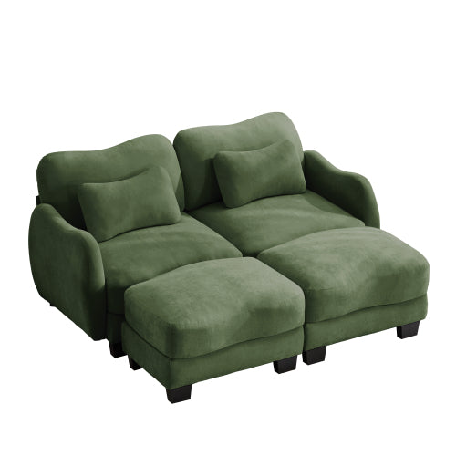 Oversized U-Shaped Chenille Sectional with Dual Movable Ottomans