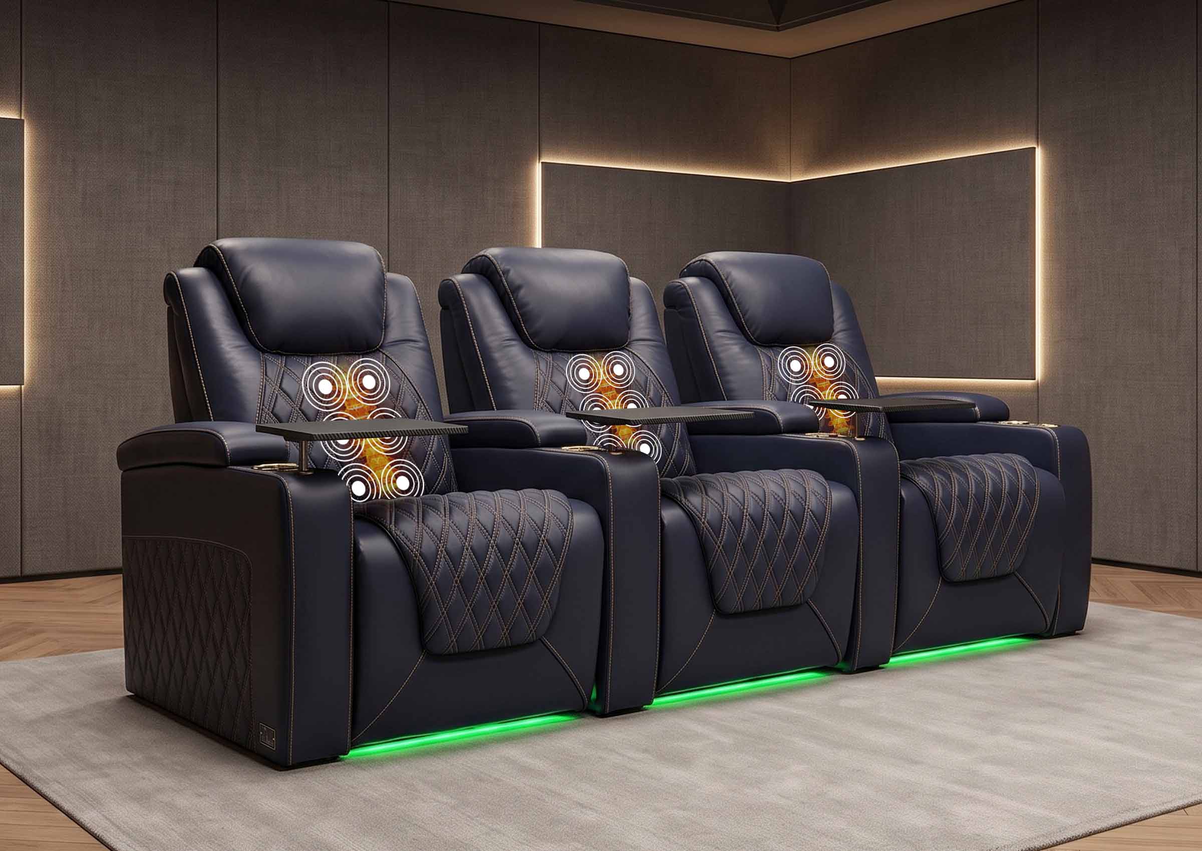 Weilianda Chic Massage Series Three-Seat Genuine Leather Sofa | Power Headrest & Footrest