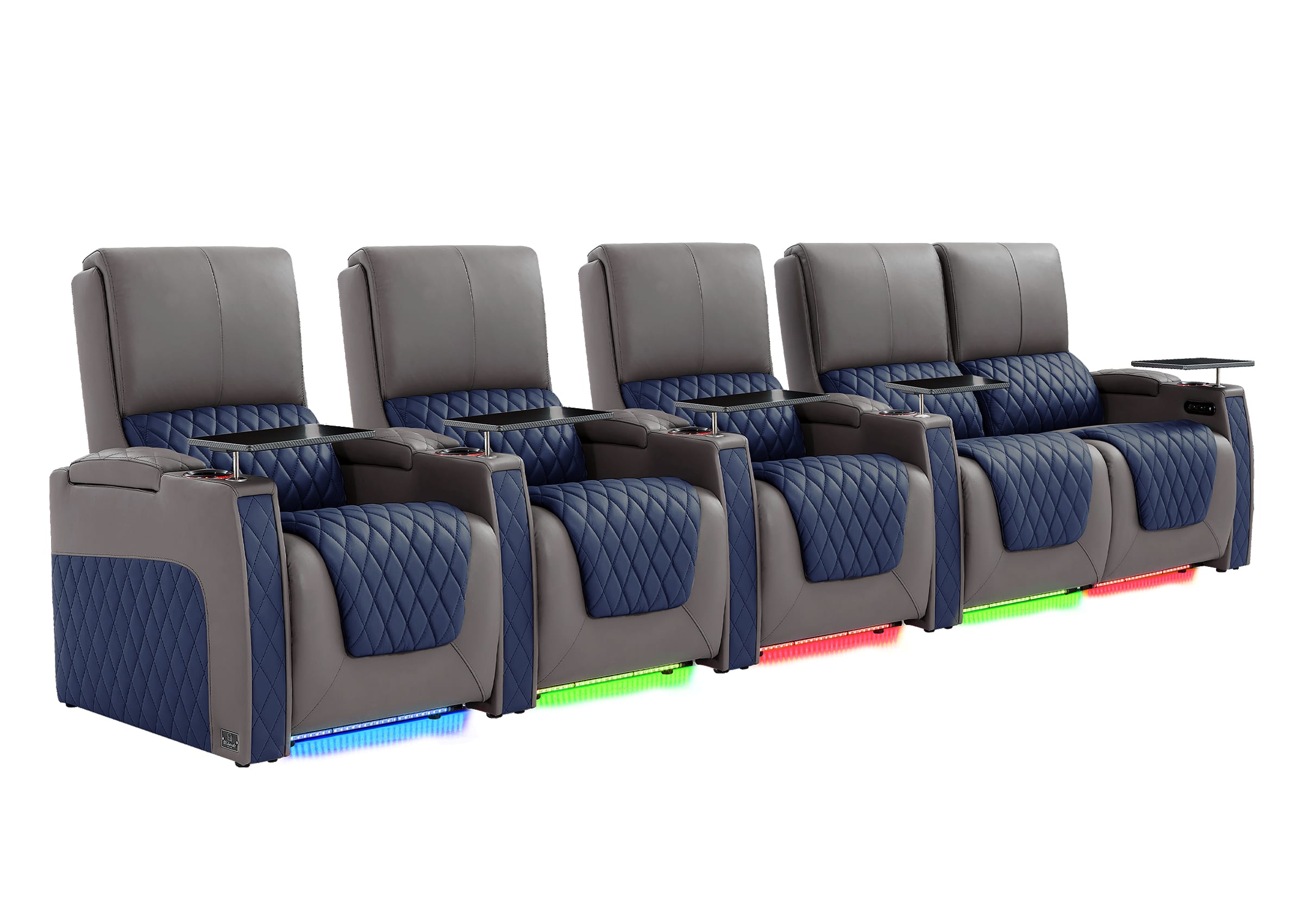 Weilianda AstroUltra Series Grey Custom Dual-Tone Modern Theater Seating with USB Charging 5-Seater