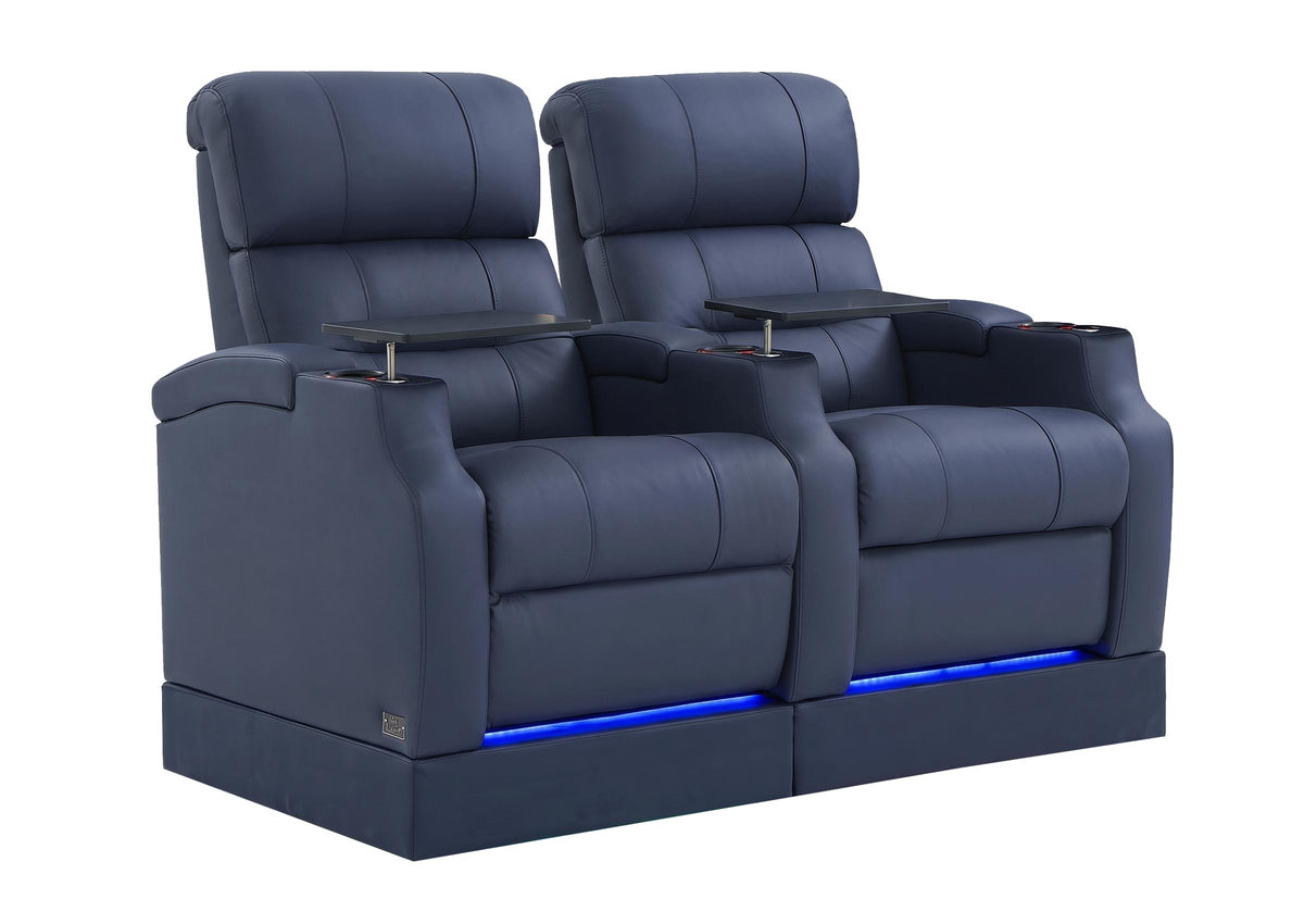 Weilianda Vanguard Riser Series 2-Seat Genuine Leather Sofa | Ambient Lighting for Media Room