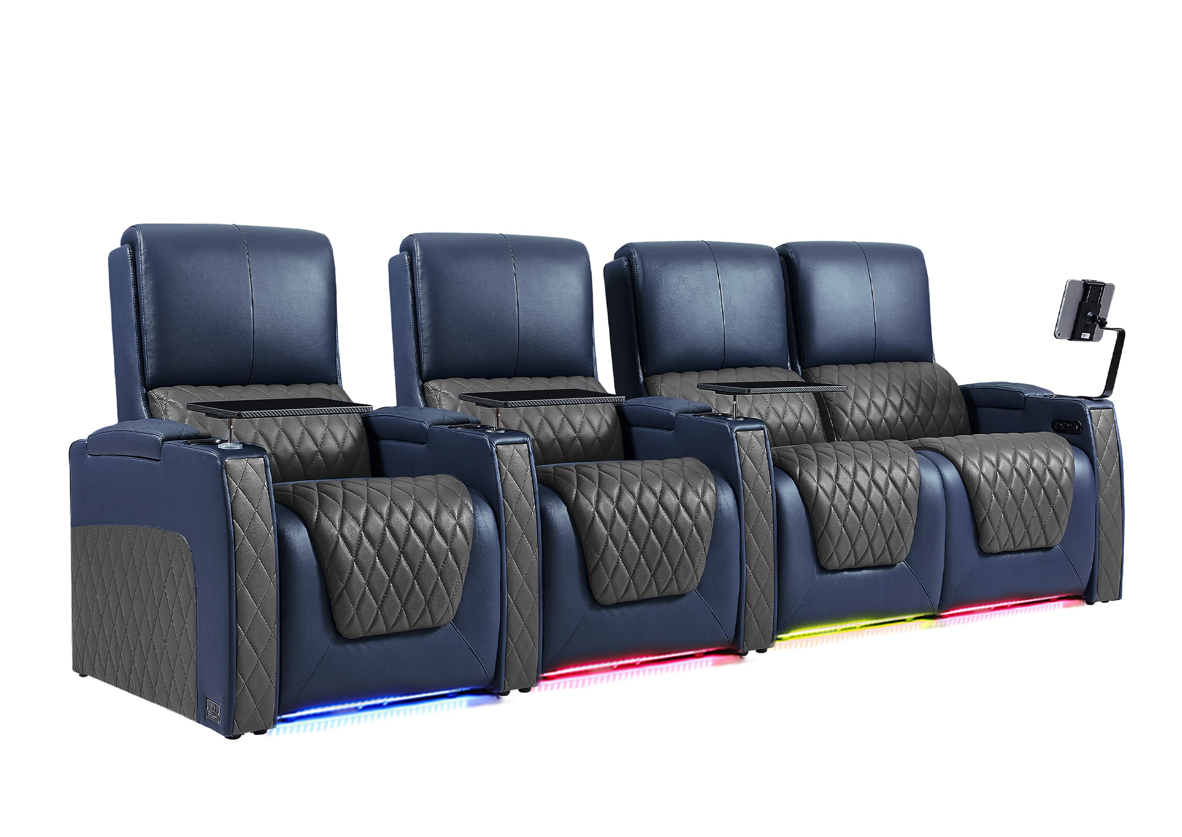 Weilianda AstroUltra Series Blue Custom Two-Tone 4-Seat Modern Recliner Chair with USB Ports