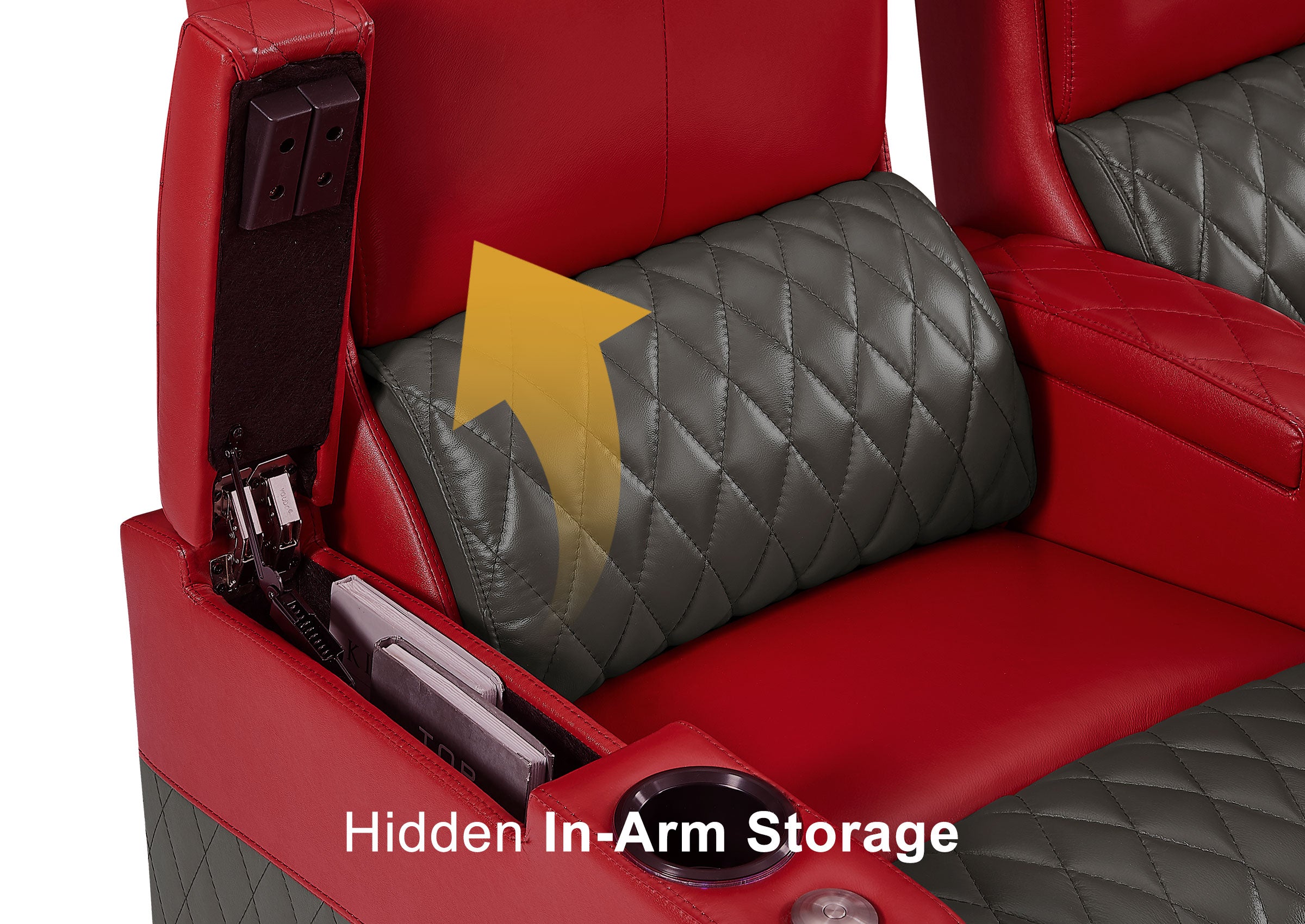 Weilianda AstroUltra Series Red Custom Dual-Tone Home Theater Loveseat Recliner with 7-Color LED Lighting