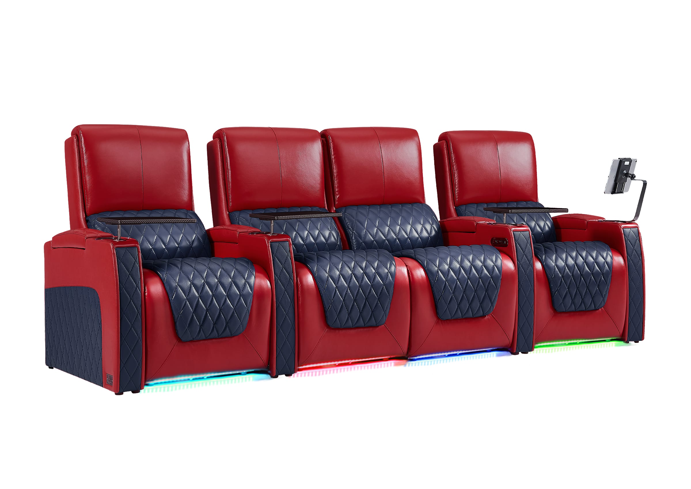 Weilianda AstroUltra Series Red Custom Two-Tone 4-Seat Genuine Sofa with USB Charging