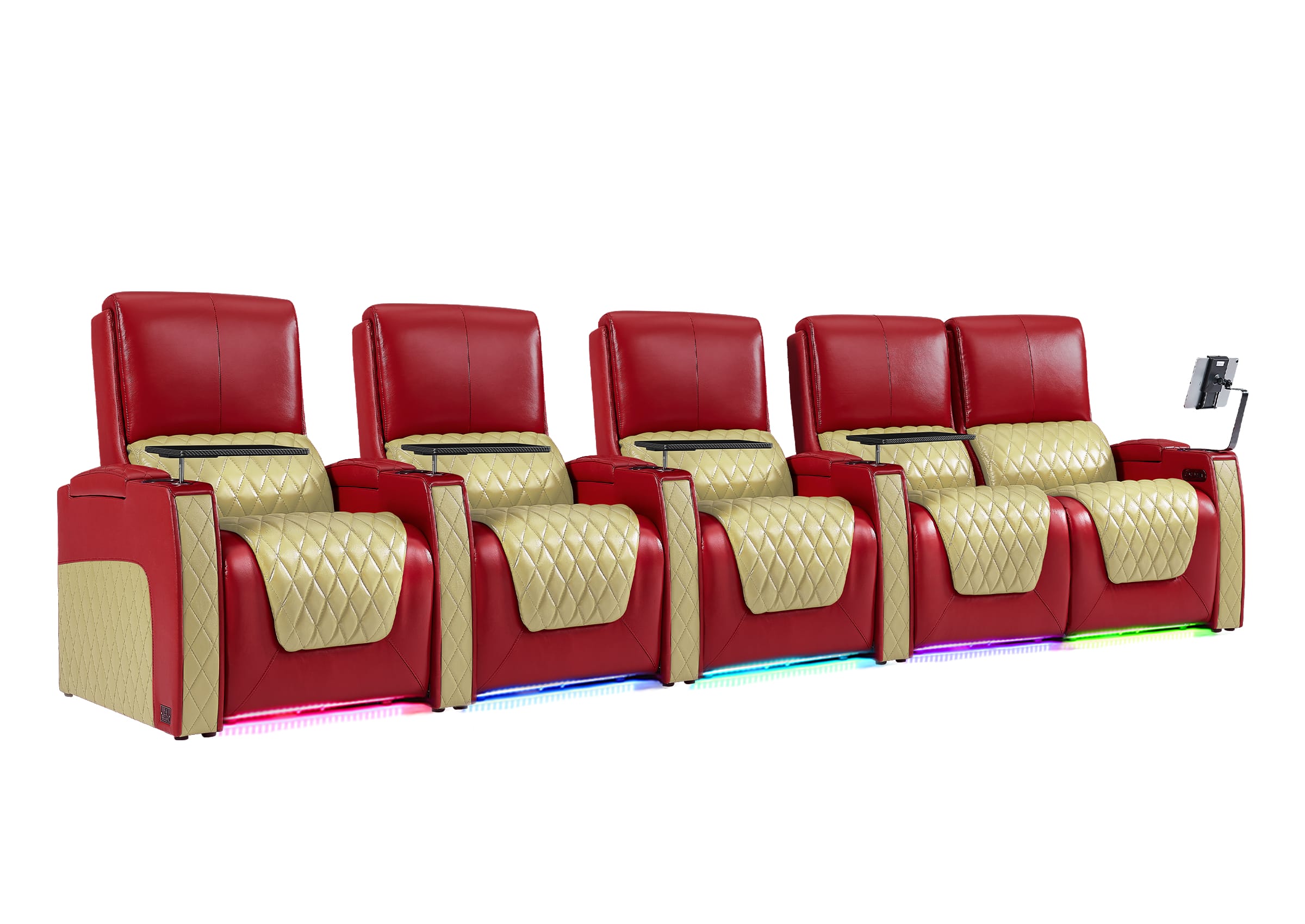 Weilianda AstroUltra Series Red Custom Dual-Tone Power Recliner with Zero Gravity Seating 5-Seater
