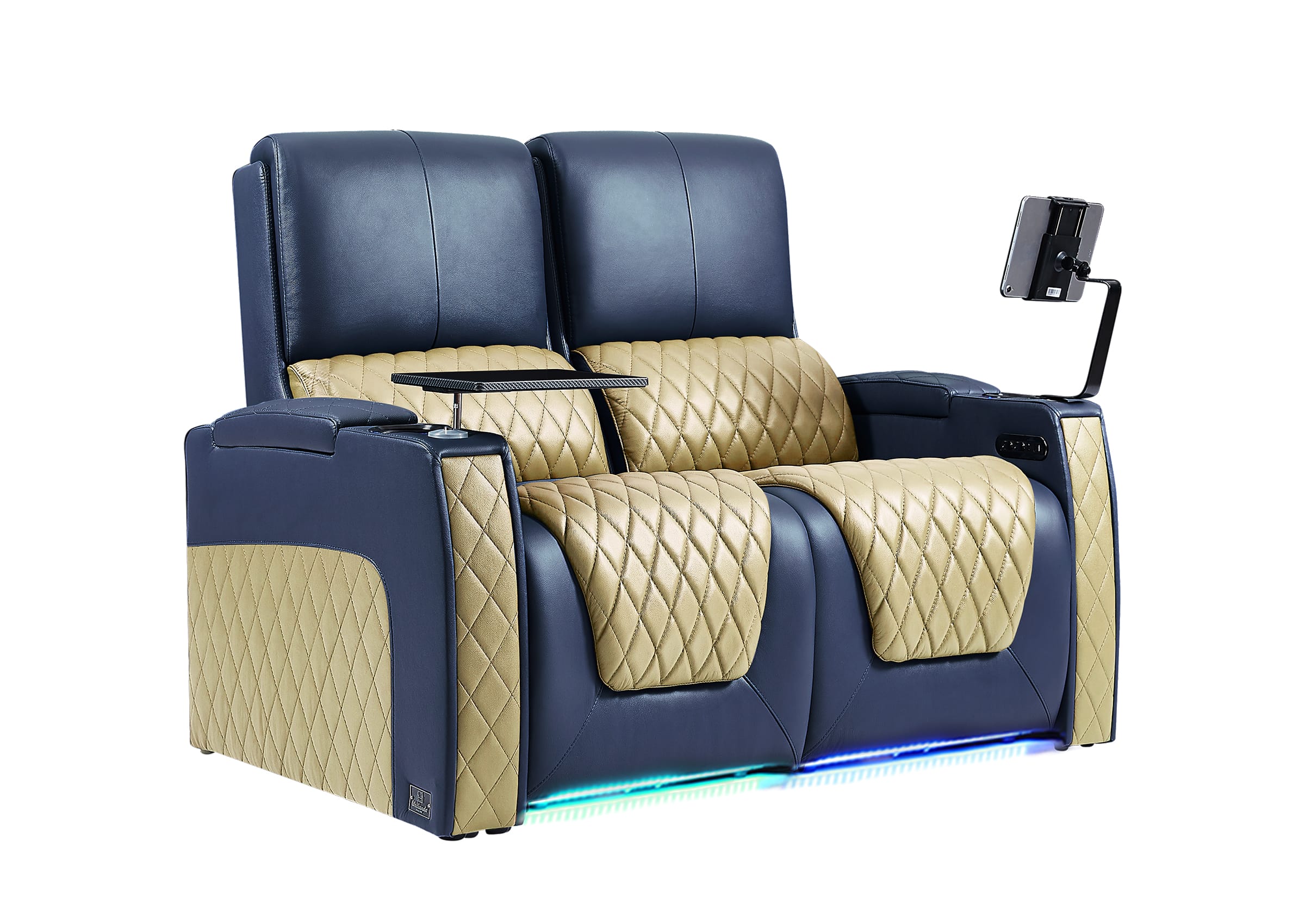 Weilianda AstroUltra Series Blue Custom Two-Tone 2 Seat Power Recliner with Zero Gravity Seating