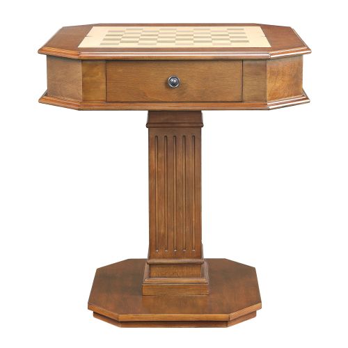 Classic Reversible Chess & Checkers Game Table with Storage Tray, Cherry Finish