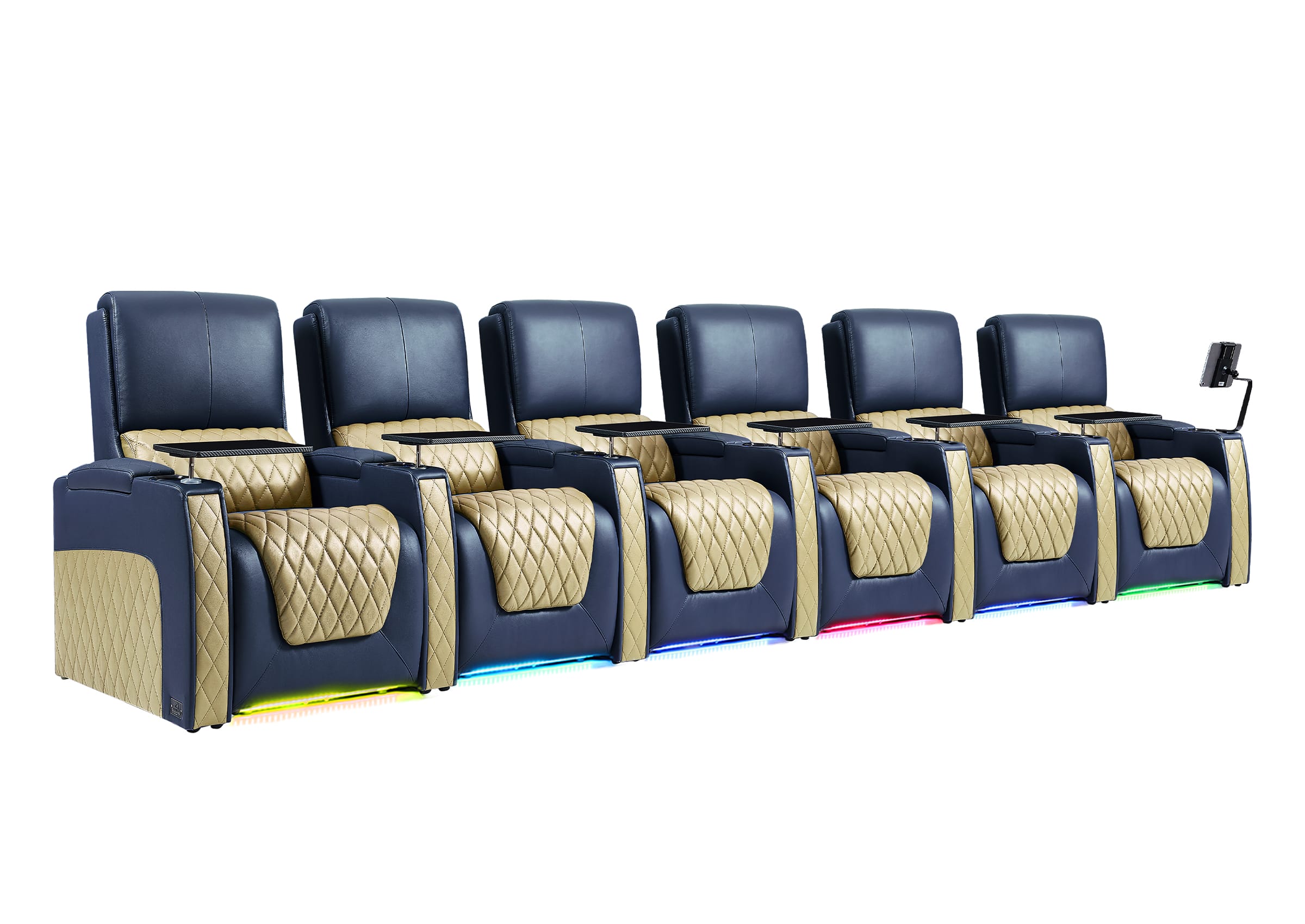 Weilianda AstroUltra Series Blue Custom Dual-Color Home Cinema Sofa with Zero Gravity Couch 6-Seat