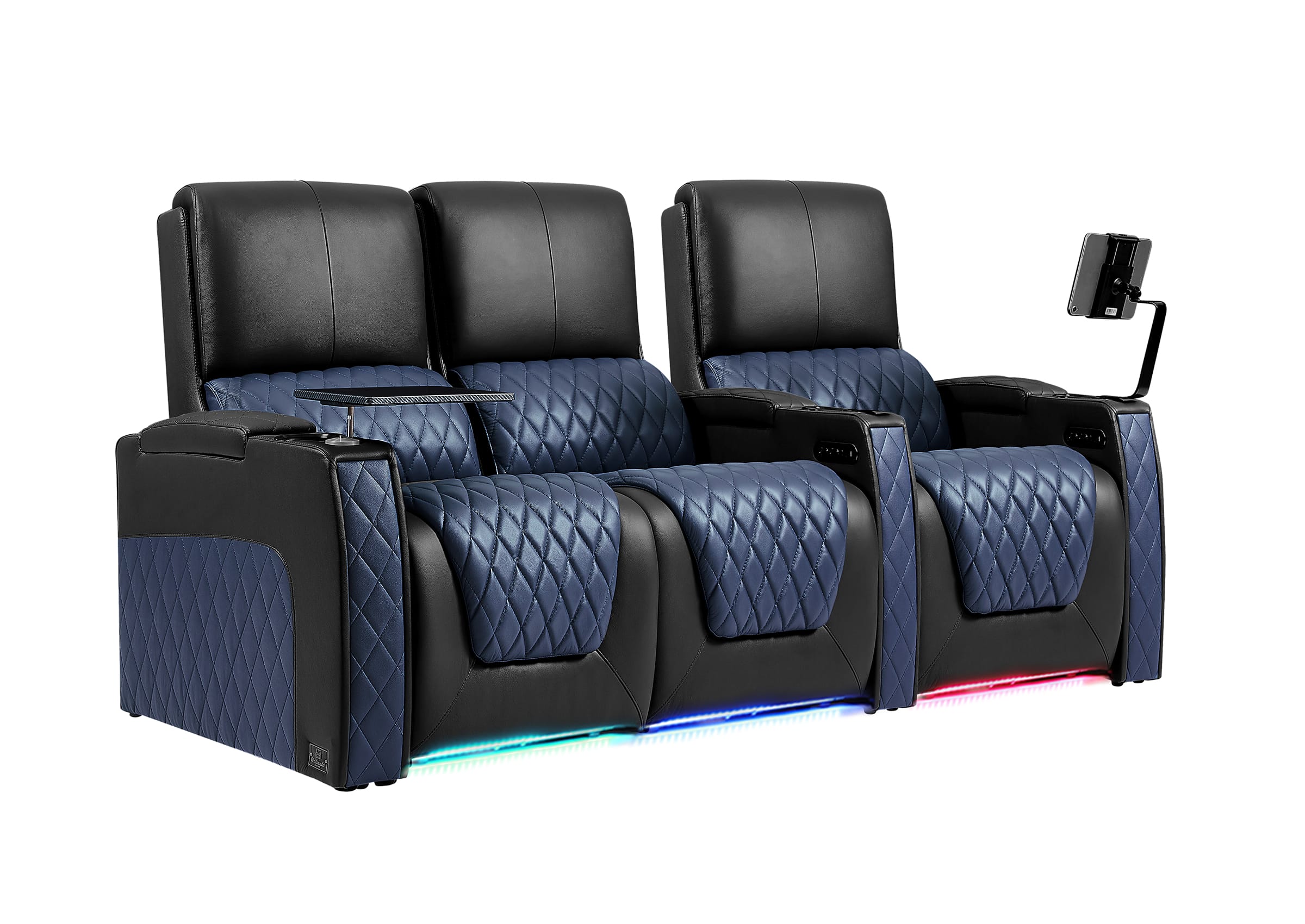 Weilianda AstroUltra Series Black Custom Dual-Color Genuine Leather Recliner with Zero Gravity Couch 3 Seats