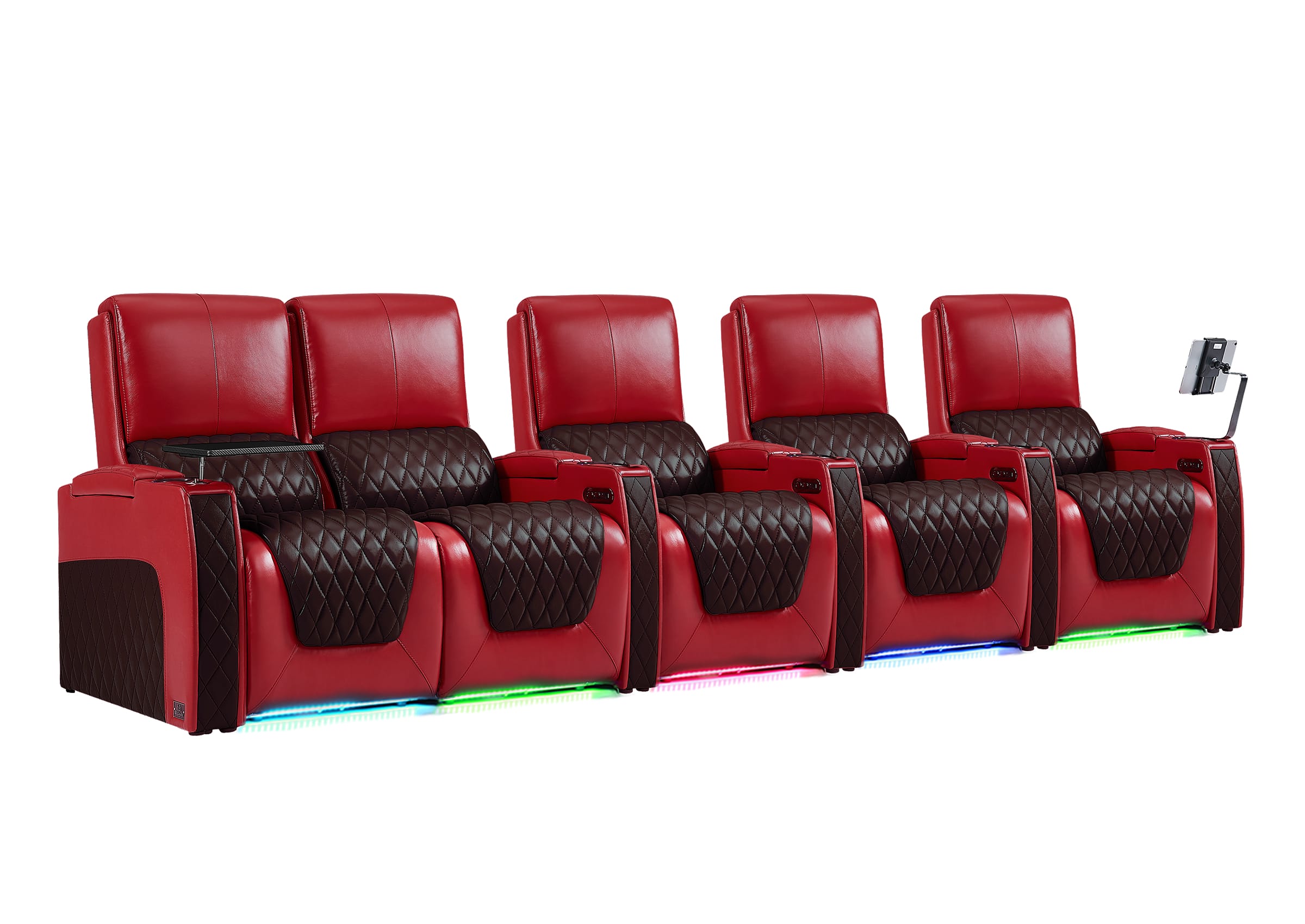 Weilianda AstroUltra Series Red Custom Dual-Tone Power Recliner with Zero Gravity Seating 5-Seater