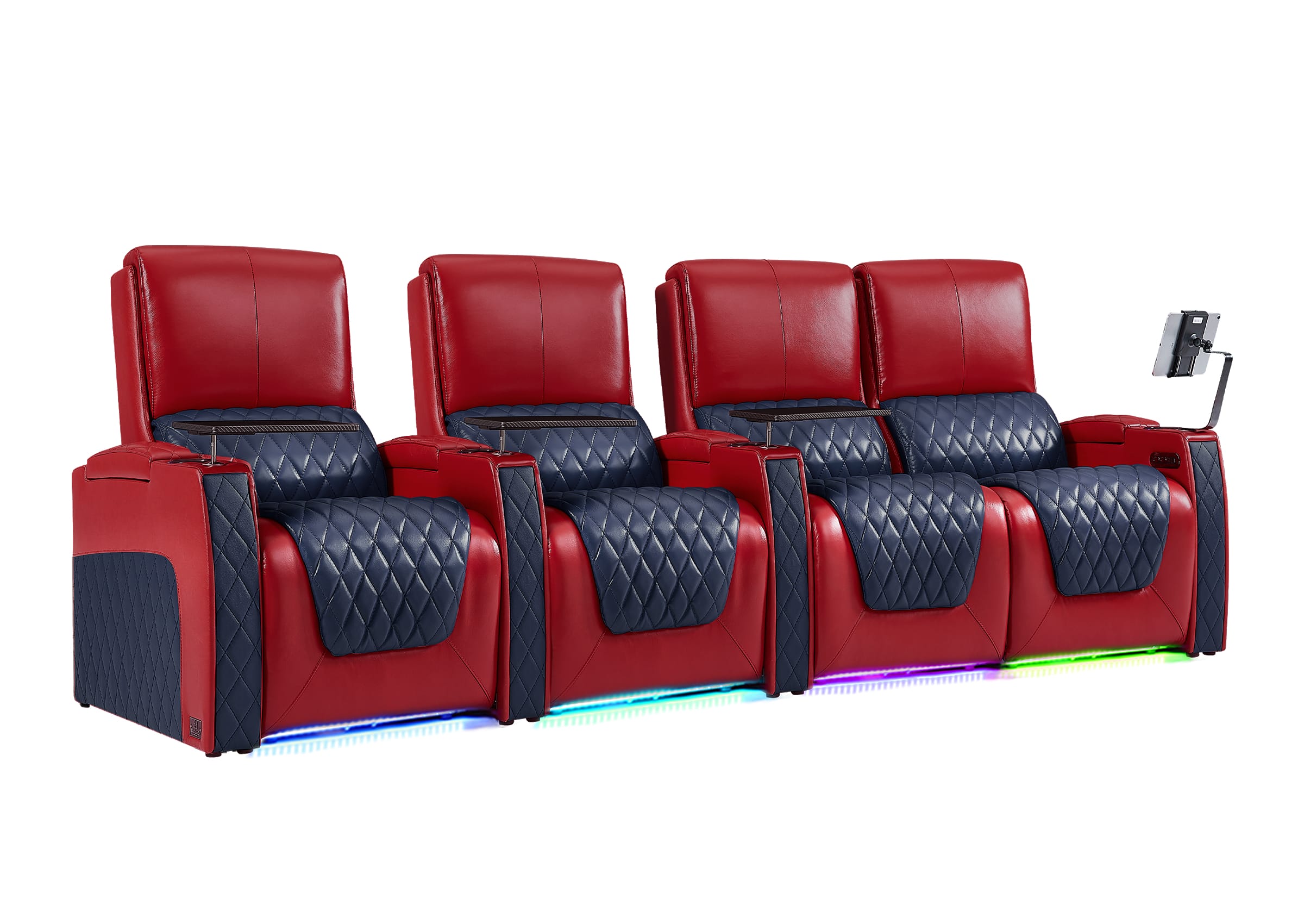 Weilianda AstroUltra Series Red Custom Two-Tone 4-Seat Genuine Sofa with USB Charging