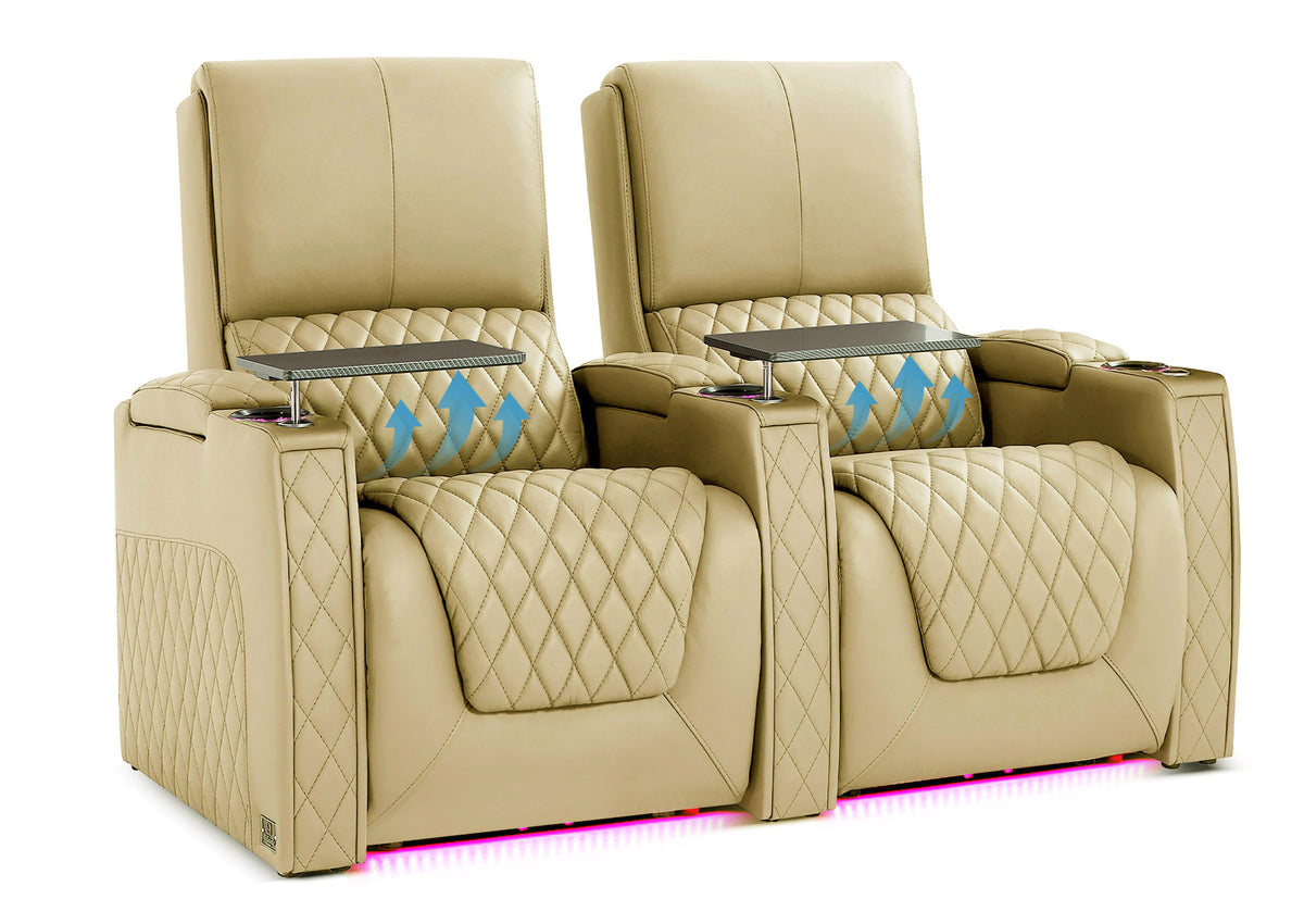 Weilianda AstroUltra Lumbar Series Two Seat Top Grain Leather Sofa with Built-in Lumbar Support