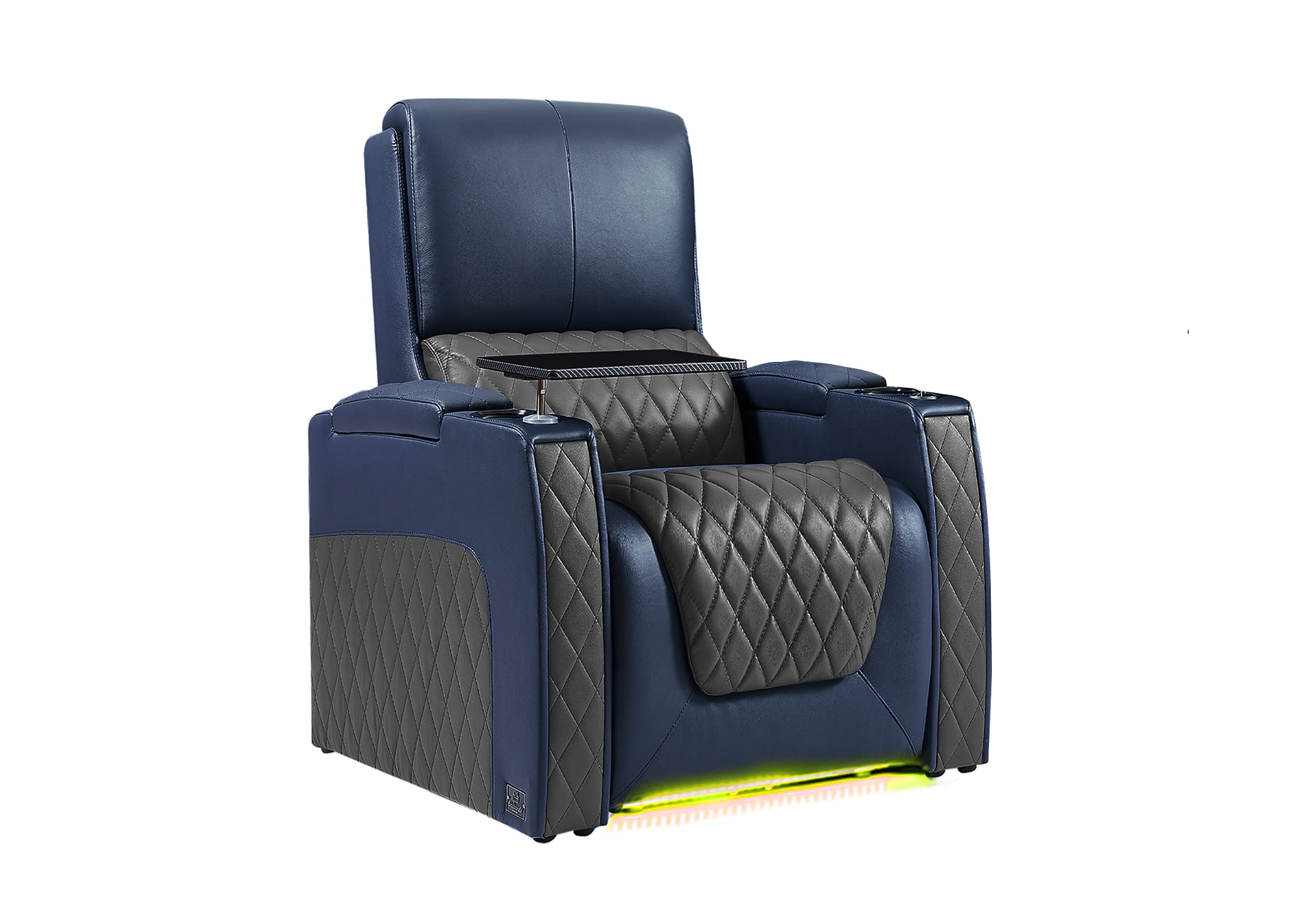 Weilianda AstroUltra Series Blue Custom Dual-Tone Single Top-Grain Leather Sofa with Multi-Color Lighting