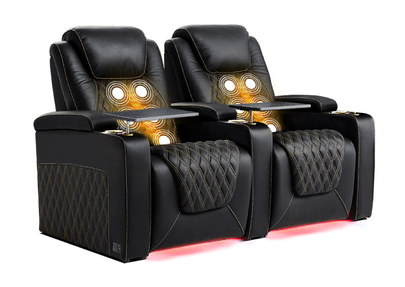 Weilianda LumiChic Massage Series 2-Seat Home Theater Recliner | LED Lighting for Movie Night