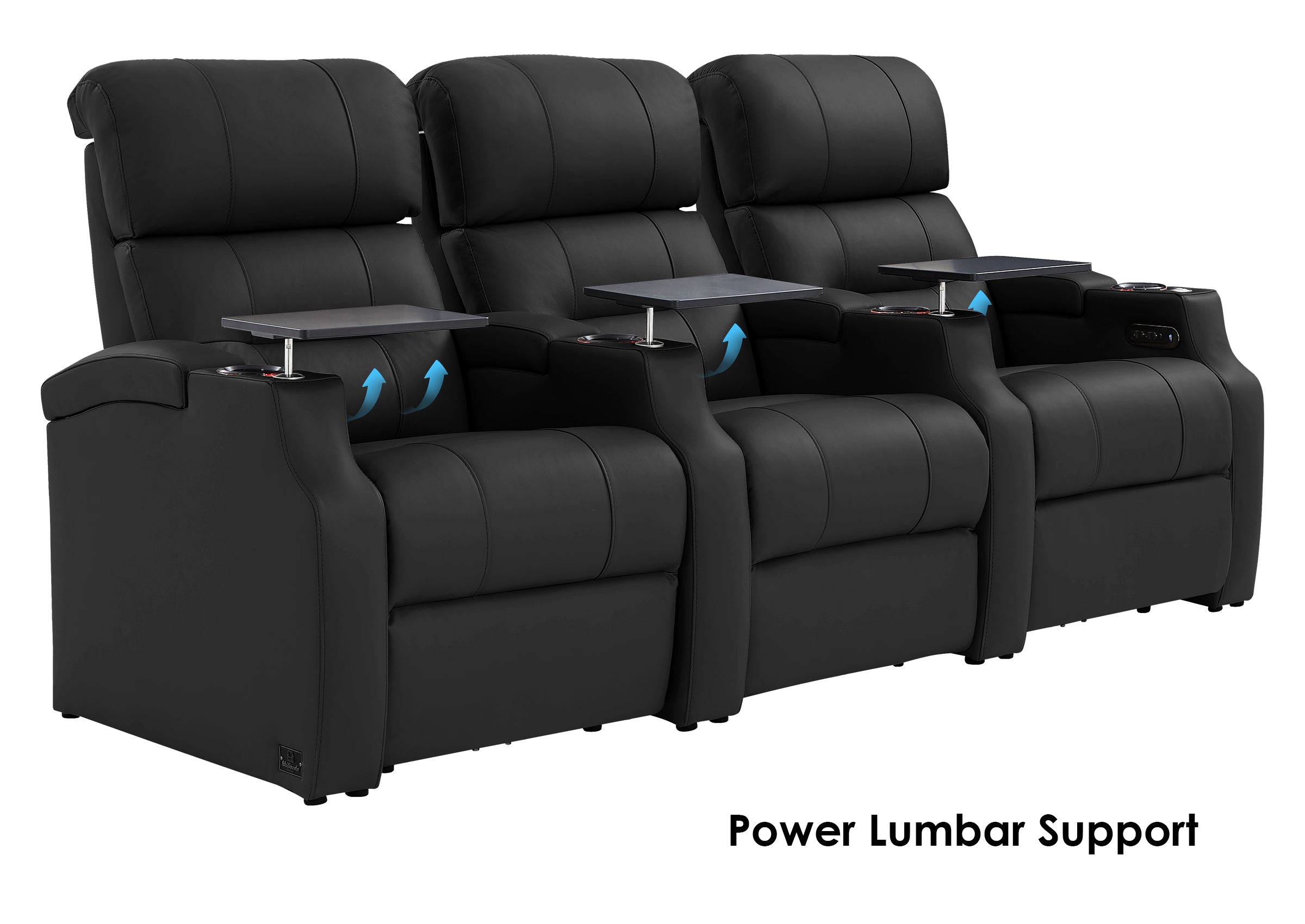 Weilianda Vanguard Series 3-Seat Genuine Leather Sofa with Power Lumbar Support