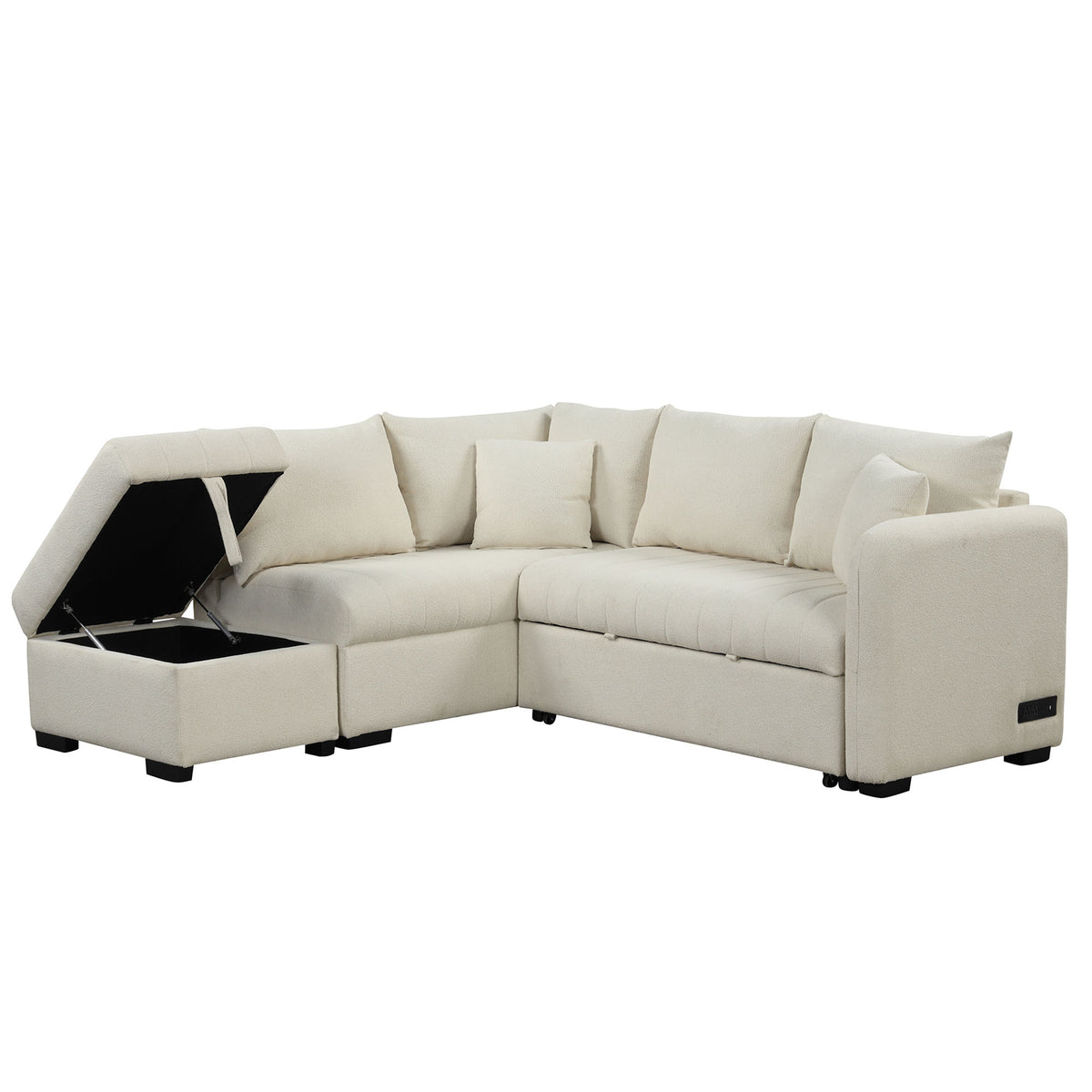Versatile U-Style Sleeper Sectional with Storage, USB Port & Dual Cup Holders