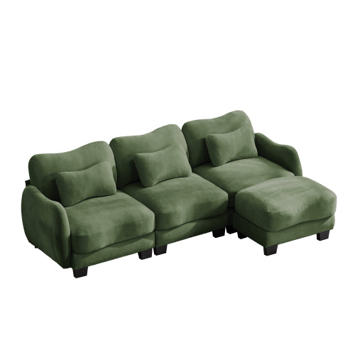 Oversized U-Shaped Chenille Sectional with Dual Movable Ottomans