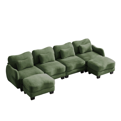 Oversized U-Shaped Chenille Sectional with Dual Movable Ottomans