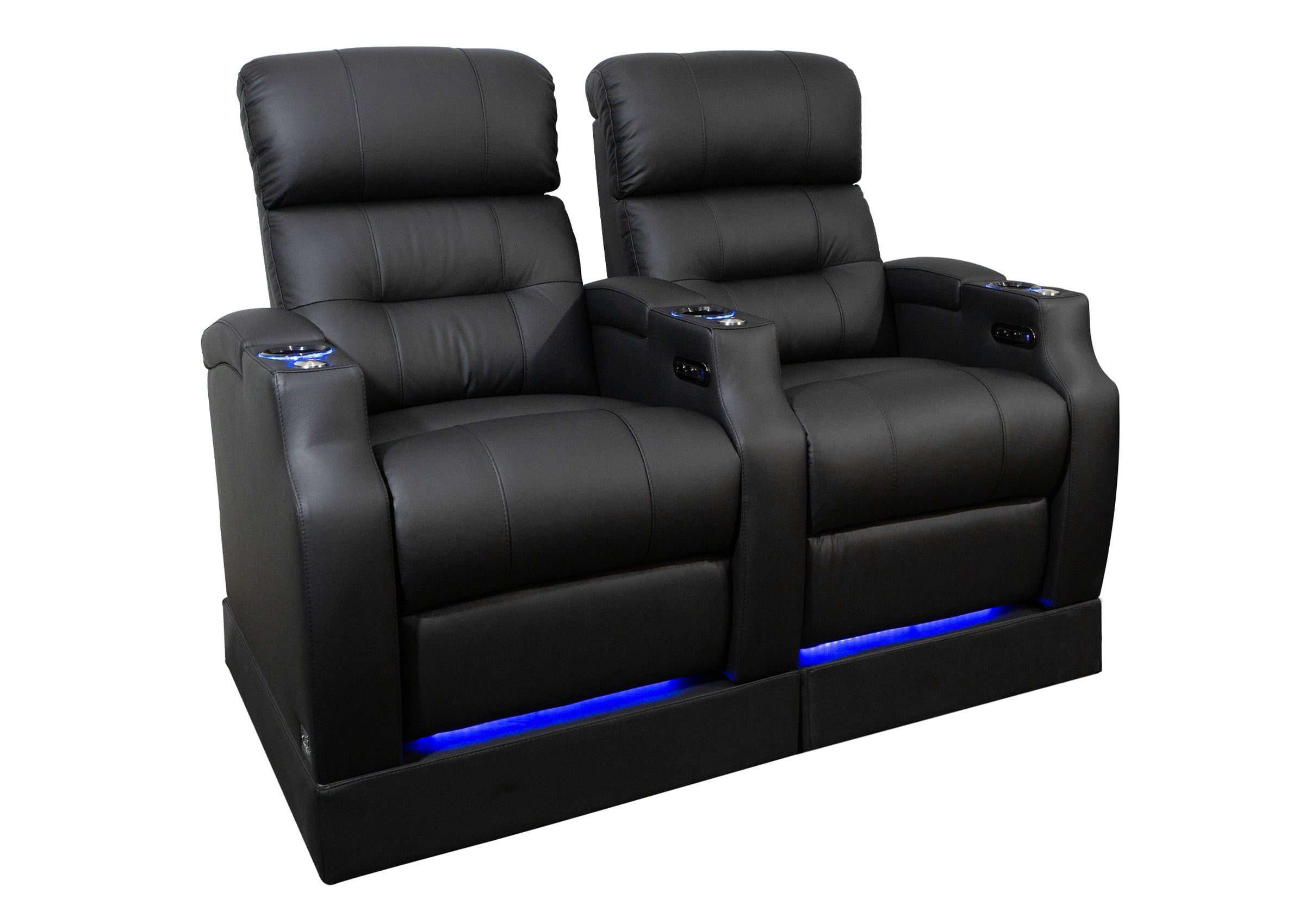 Weilianda Vanguard Riser Series 2-Seat Genuine Leather Sofa | Ambient Lighting for Media Room